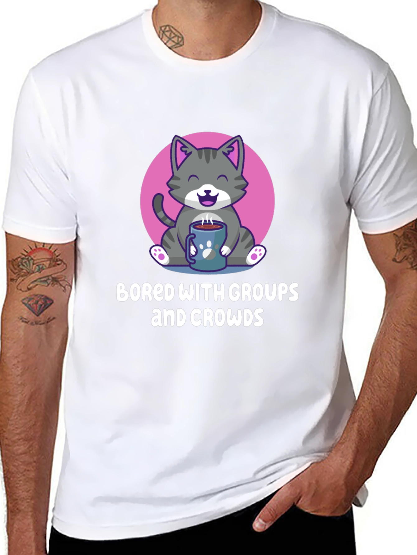 Bored with Groups & Crowds Cat T-Shirt