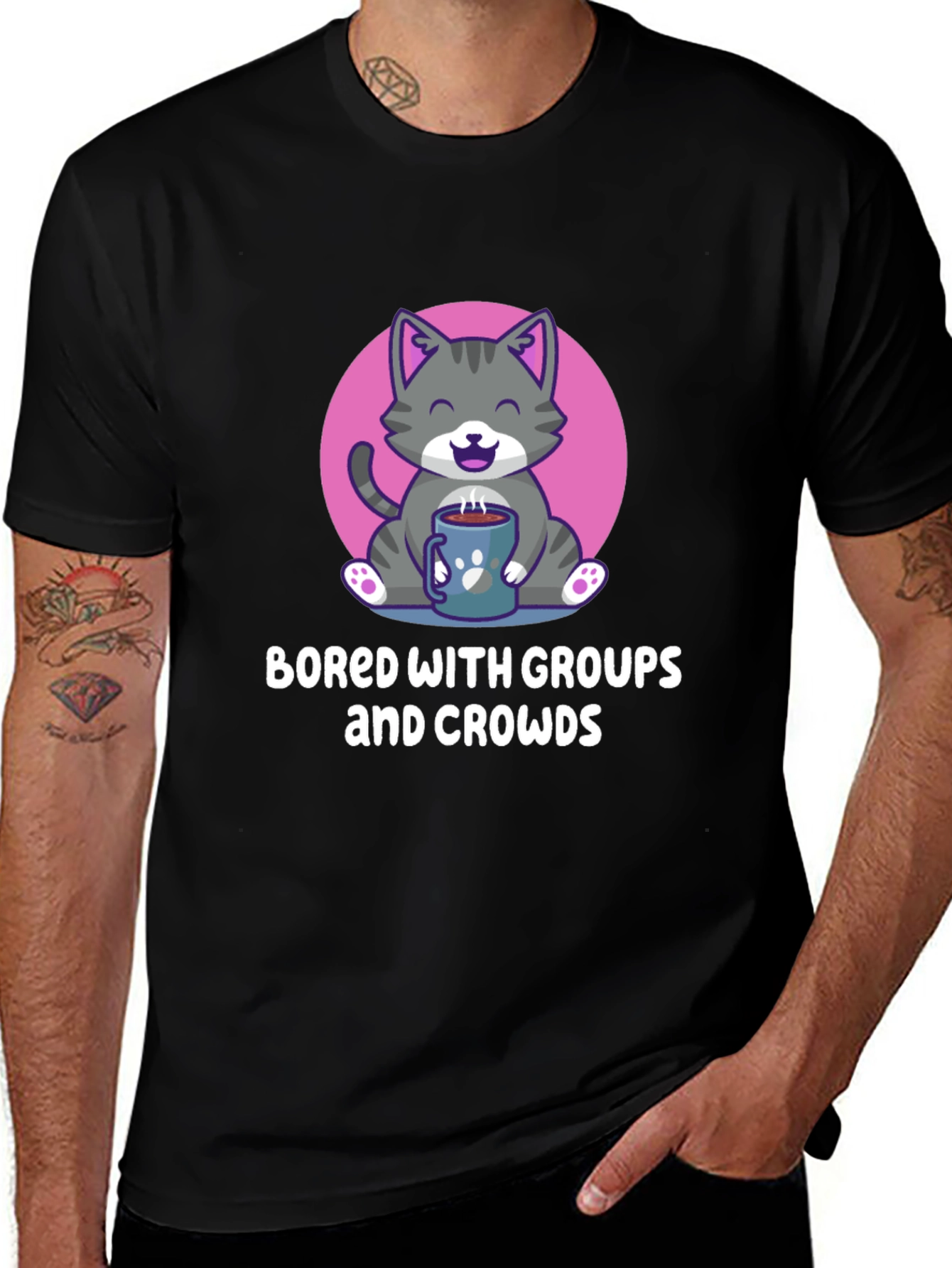 Bored with Groups & Crowds Cat T-Shirt