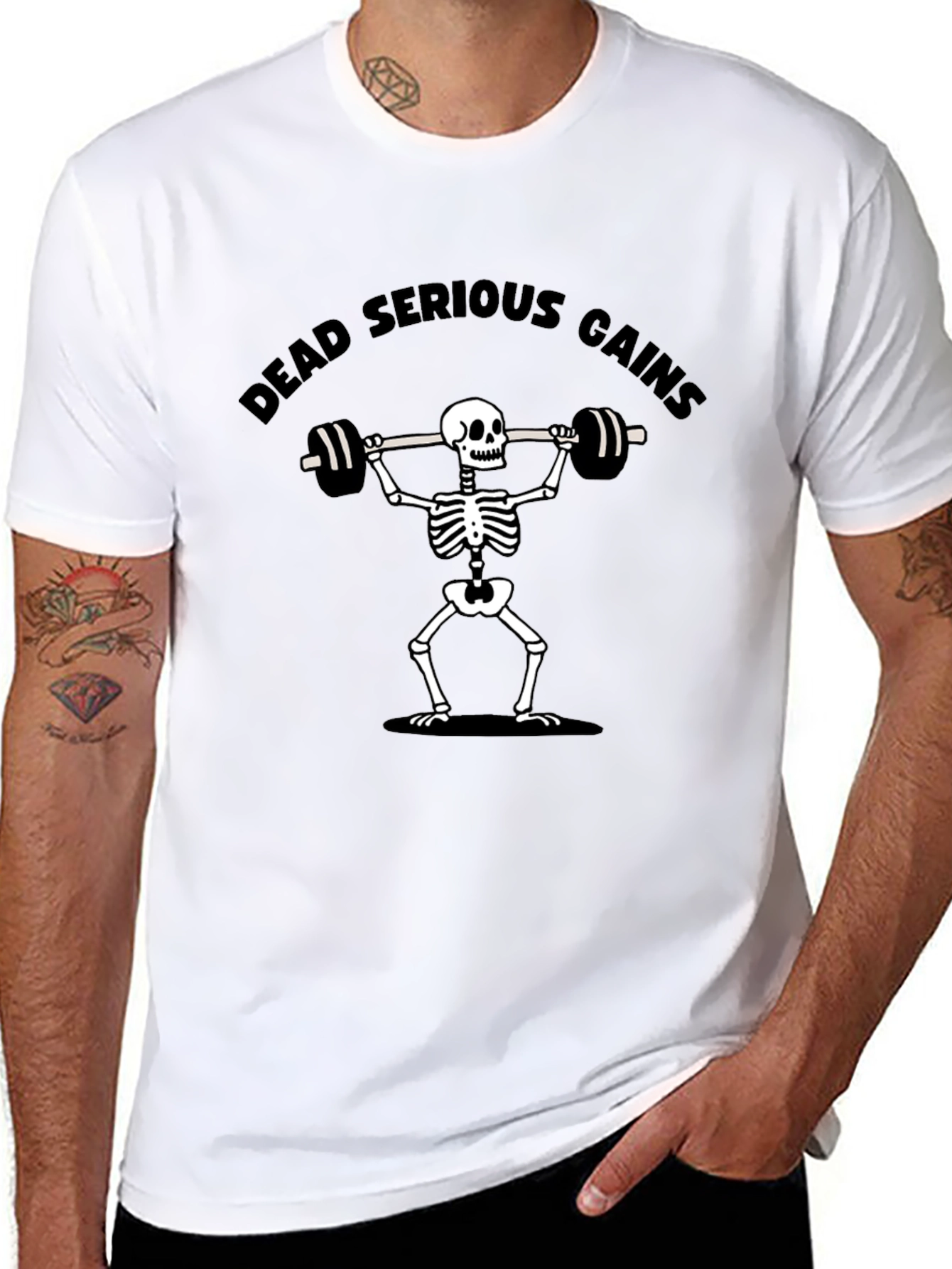 Dead Serious Gains Skeleton Lifting T-Shirt
