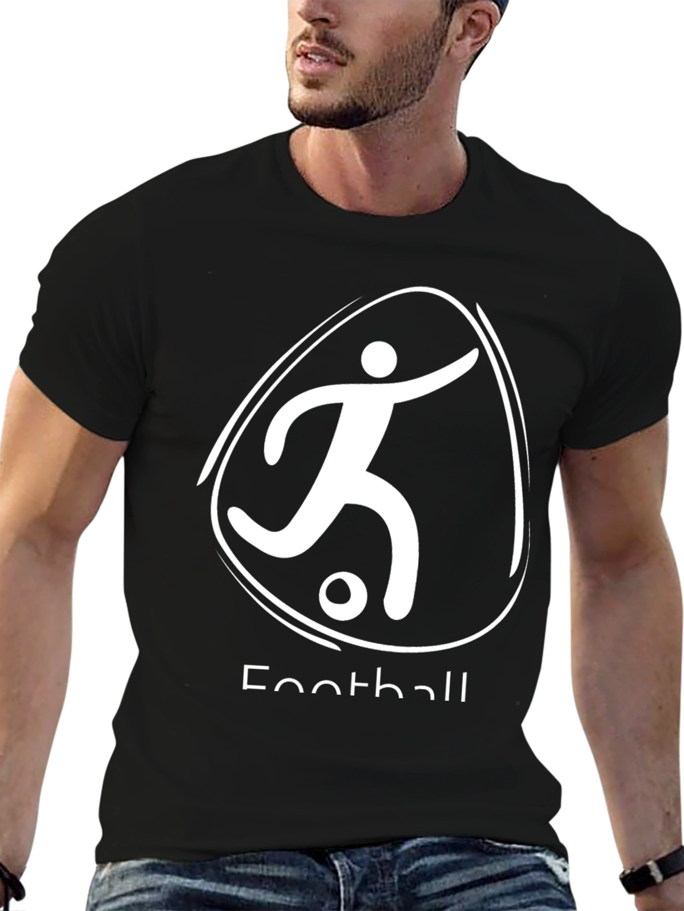 Black Football T-Shirt - Sporty Graphic Tee