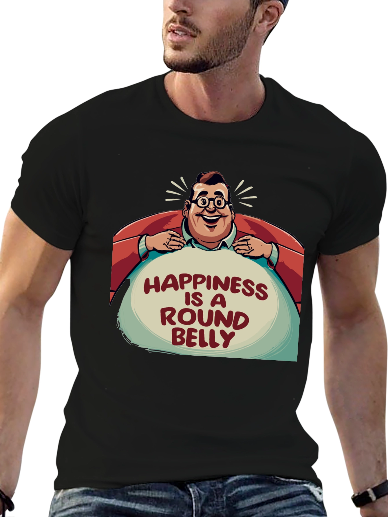 Happiness is a Round Belly Graphic T-Shirt