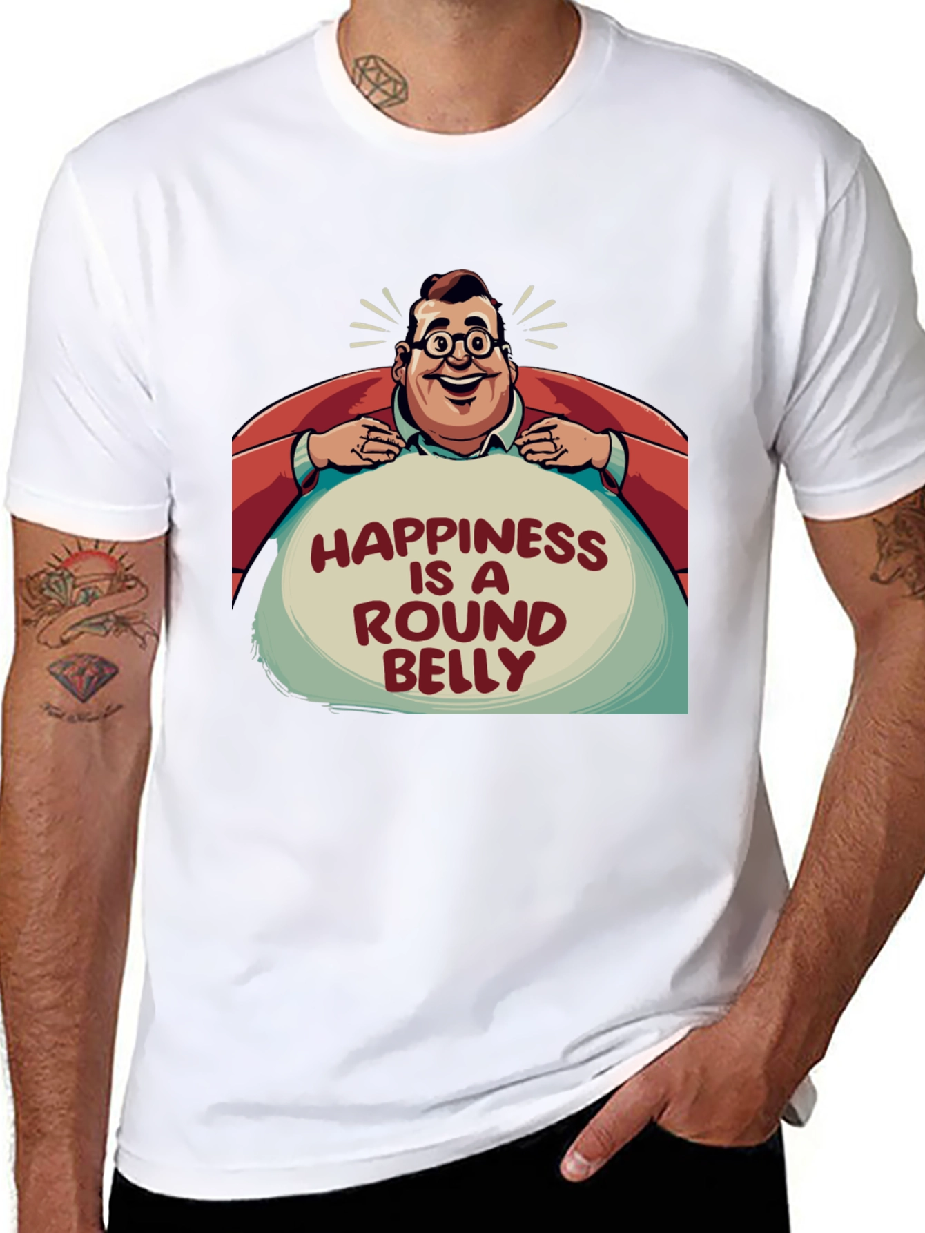 Happiness is a Round Belly Graphic T-Shirt
