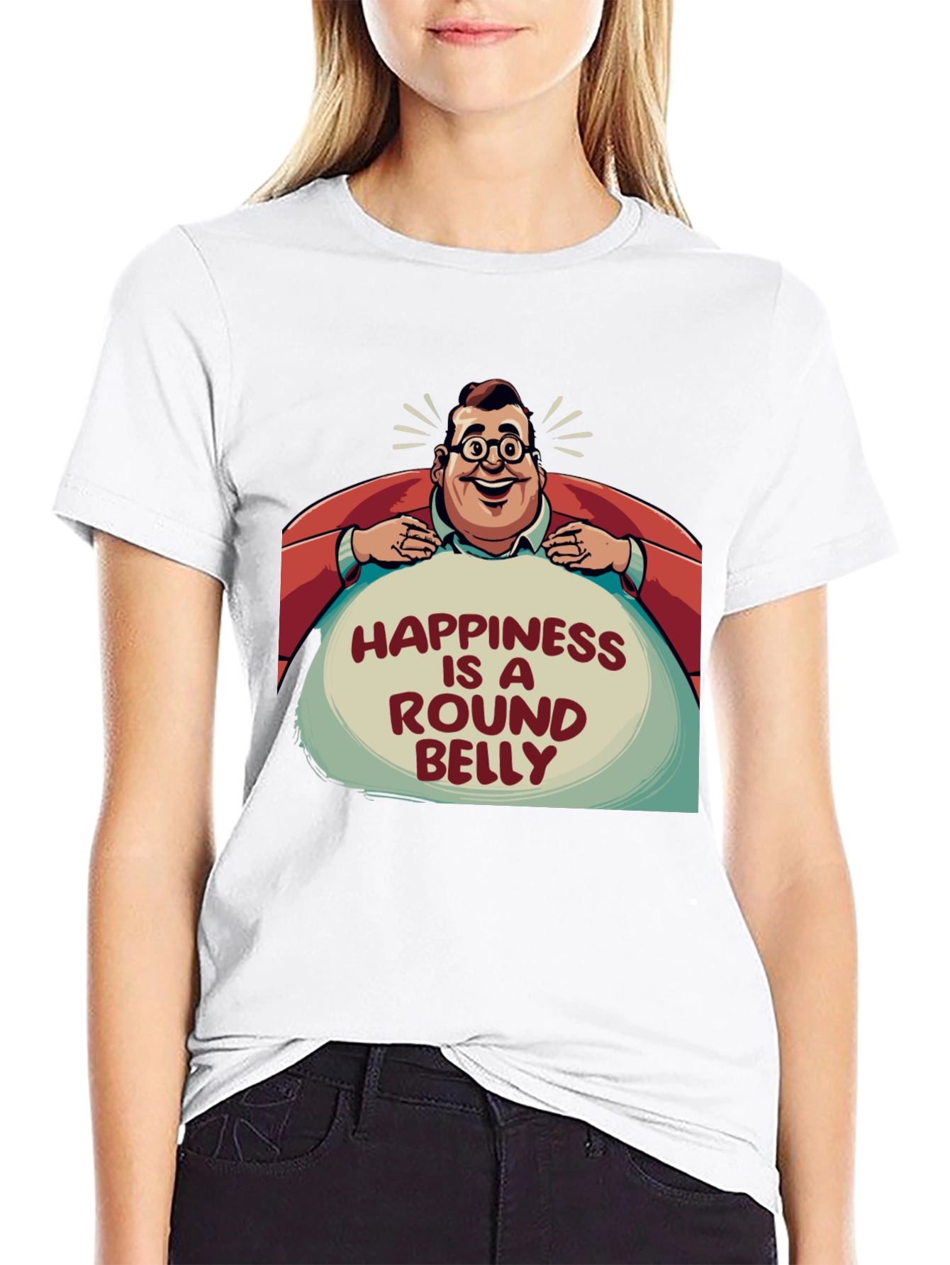 Happiness is a Round Belly Graphic T-Shirt