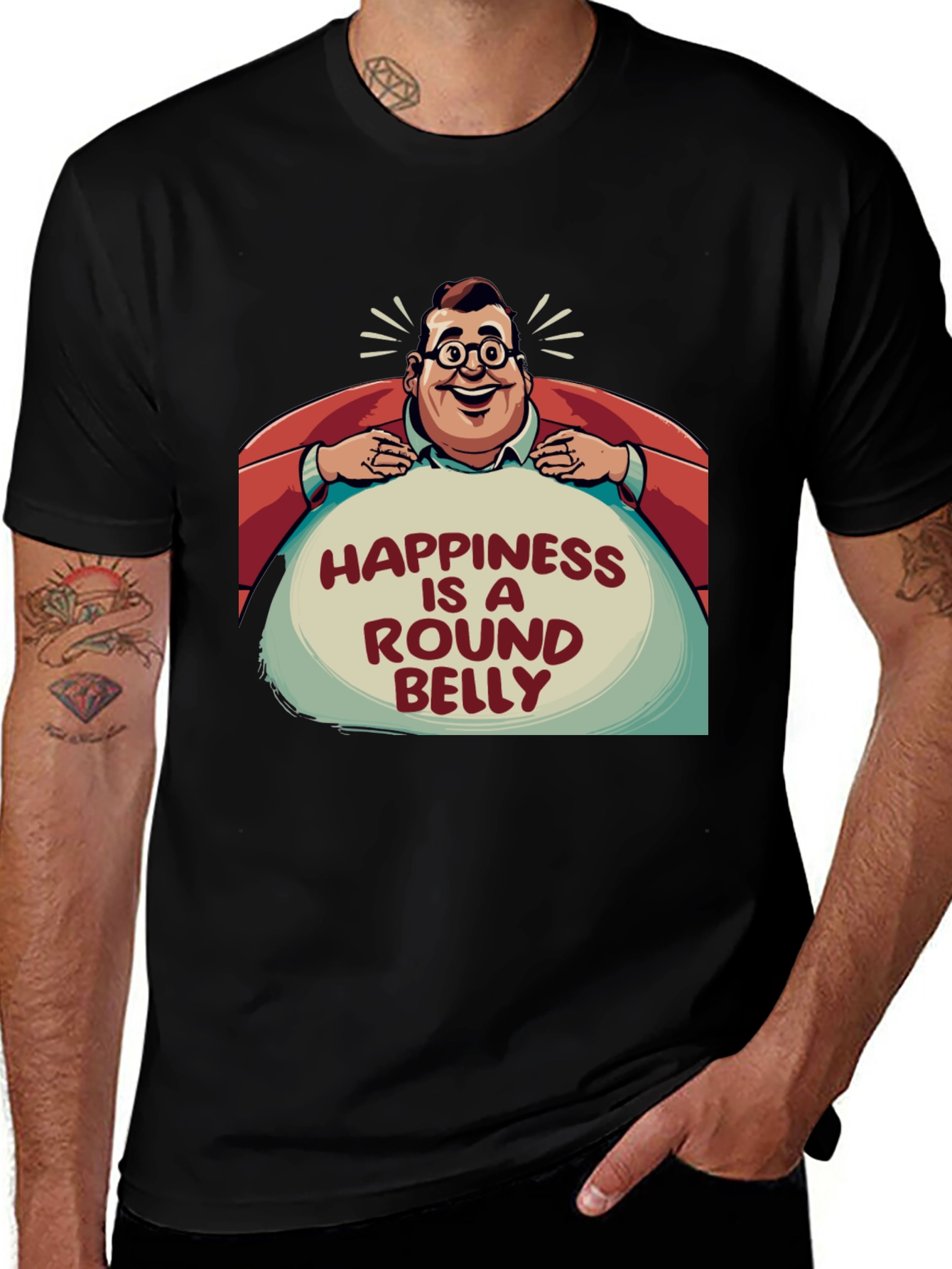 Happiness is a Round Belly Graphic T-Shirt