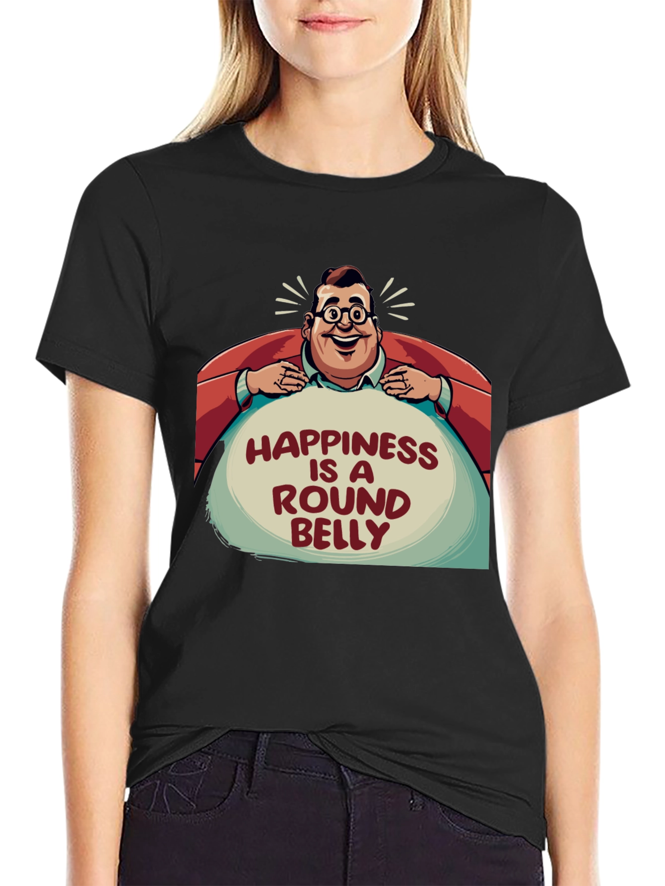Happiness is a Round Belly Graphic T-Shirt