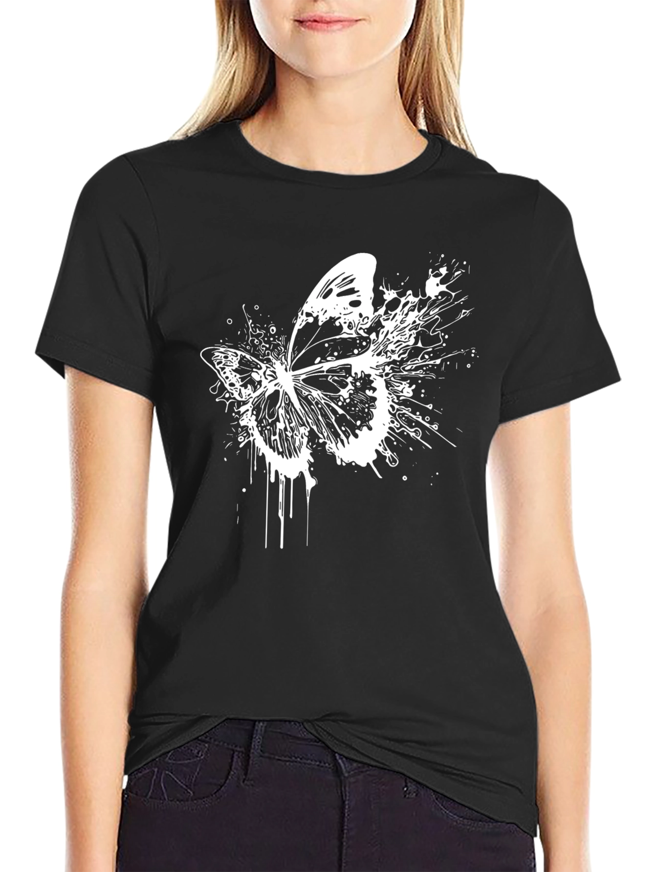 Butterfly Splash T-Shirt - Black Graphic Tee