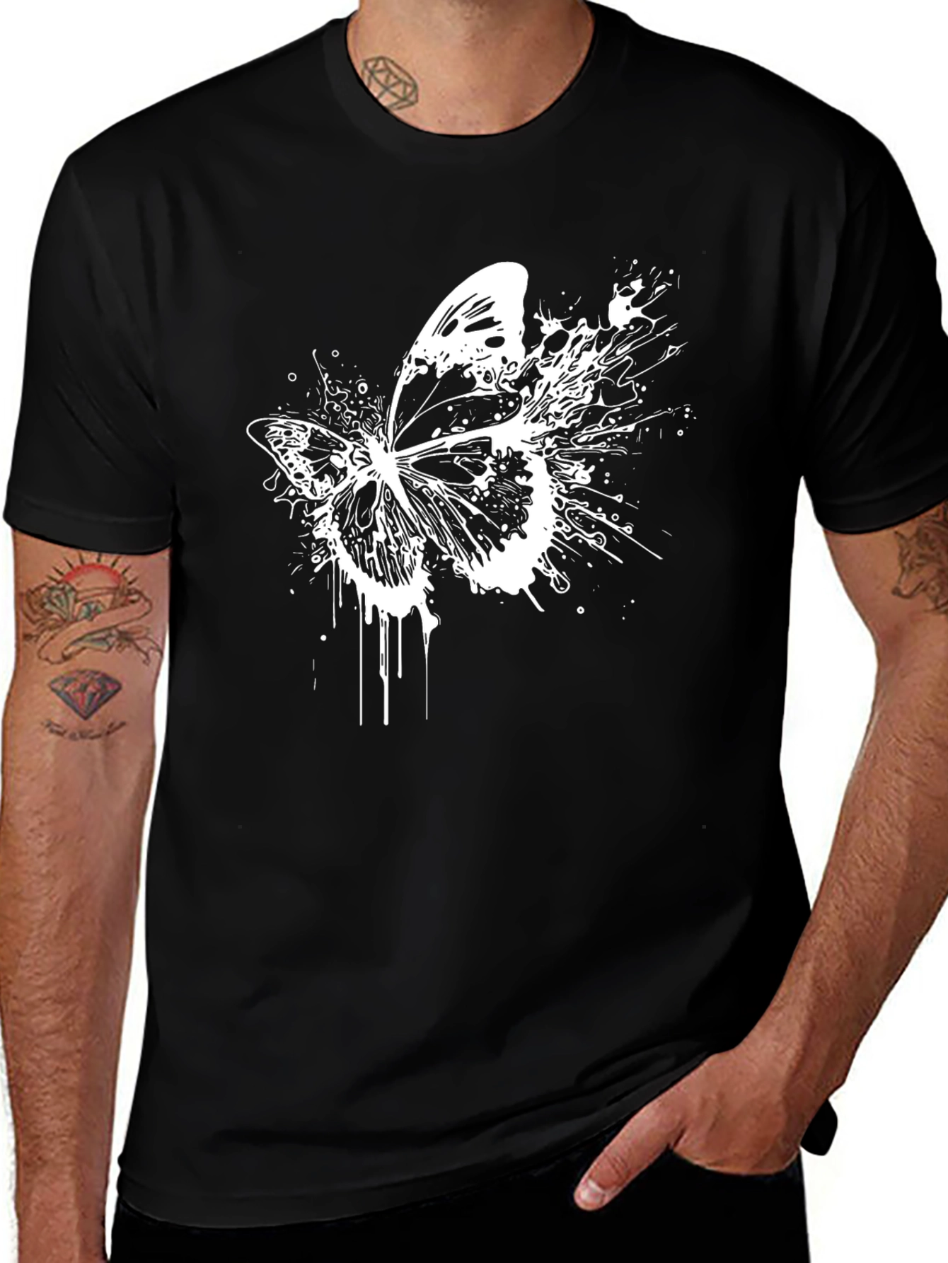 Butterfly Splash T-Shirt - Black Graphic Tee