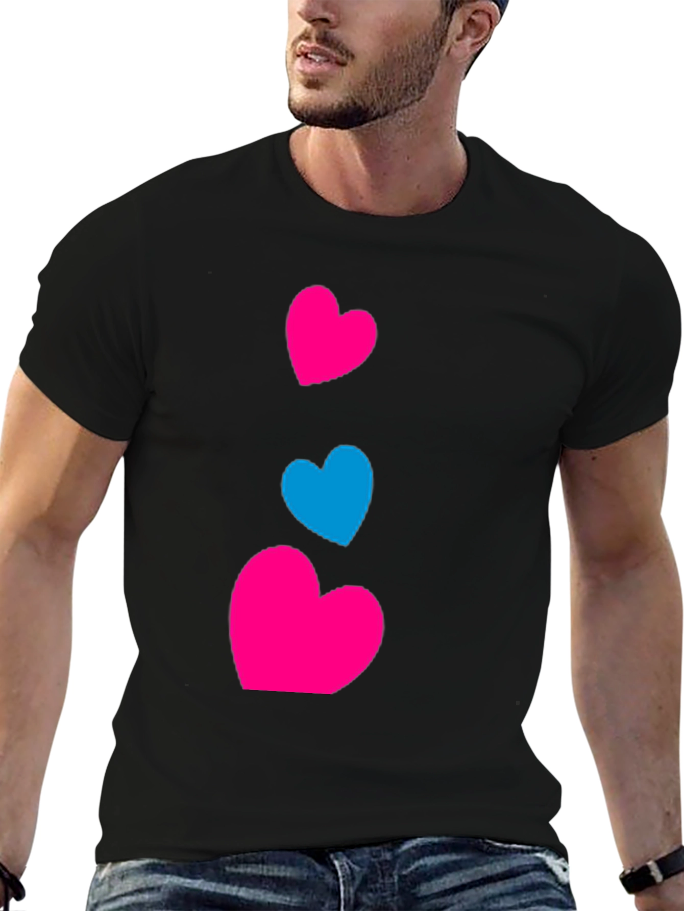 Heart Graphic Tee - Casual Black T-Shirt