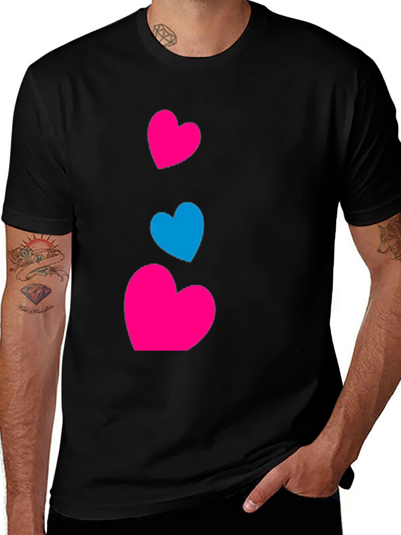 Heart Graphic Tee - Casual Black T-Shirt
