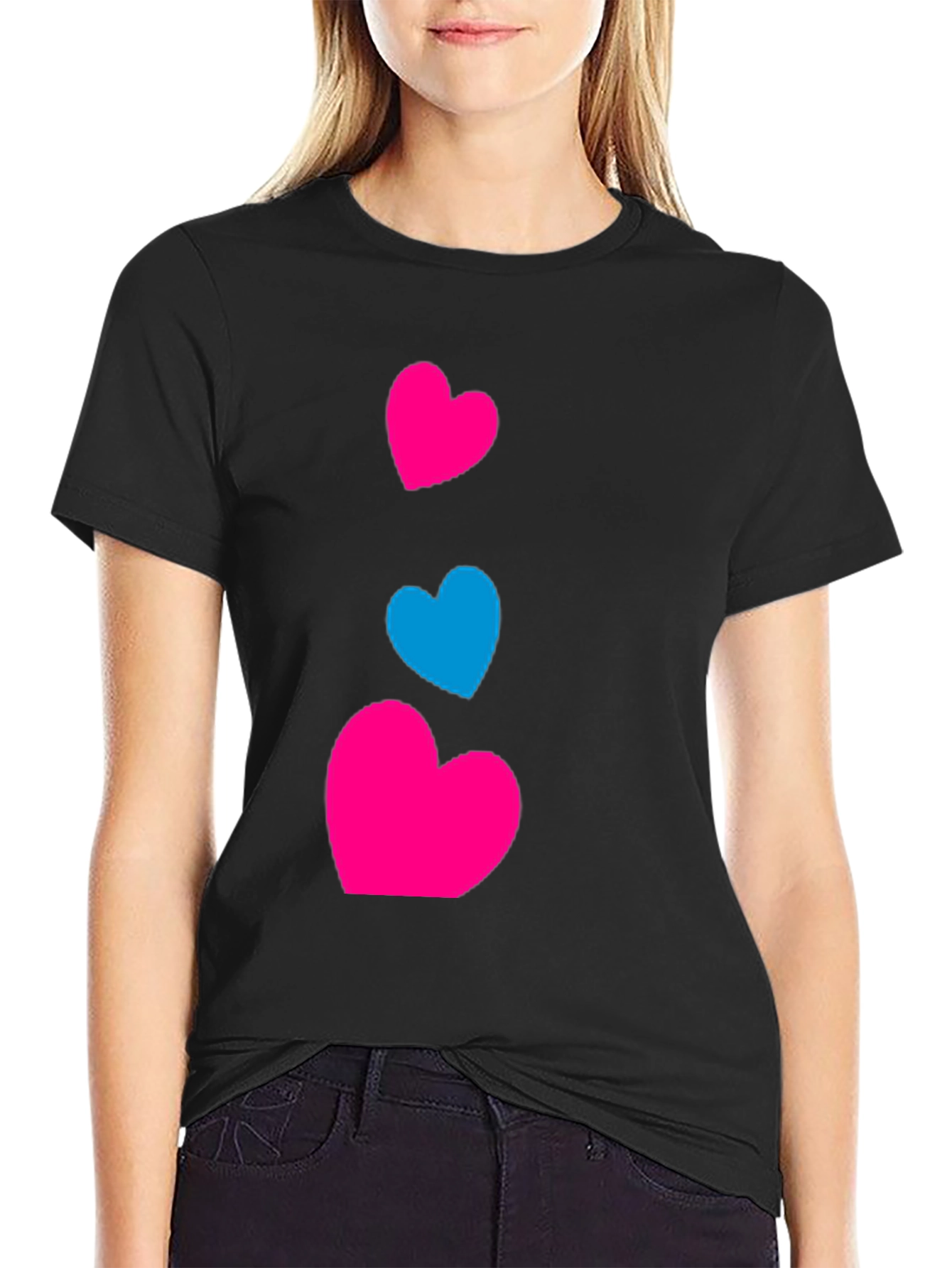 Heart Graphic Tee - Casual Black T-Shirt