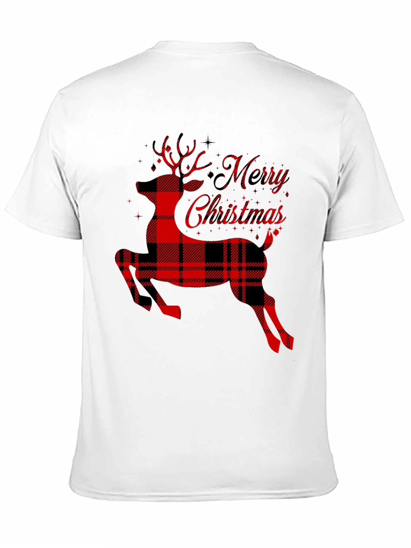 Plaid Reindeer Merry Christmas T-Shirt