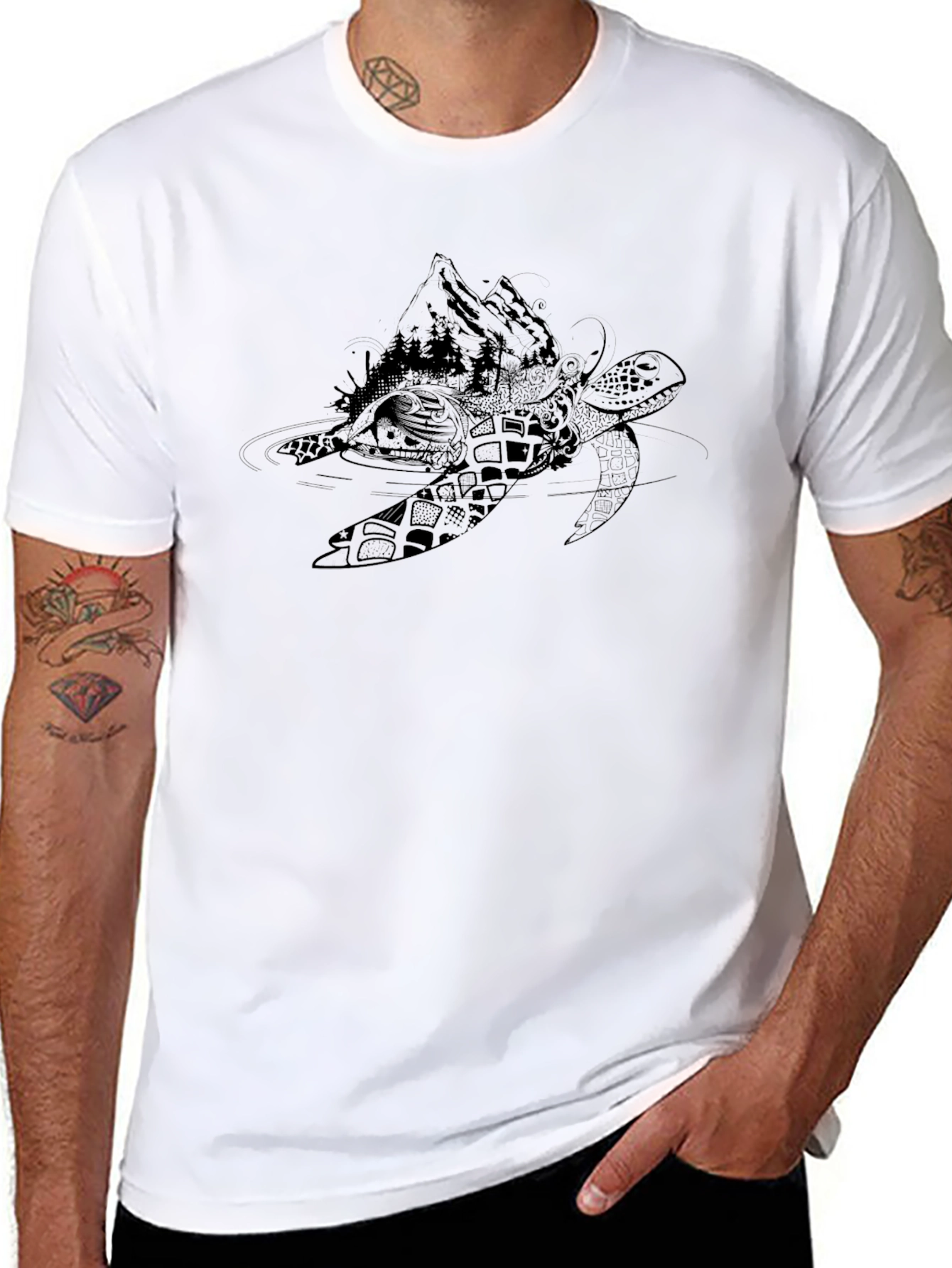 Black Turtle Graphic Tee - Nature Inspired Design