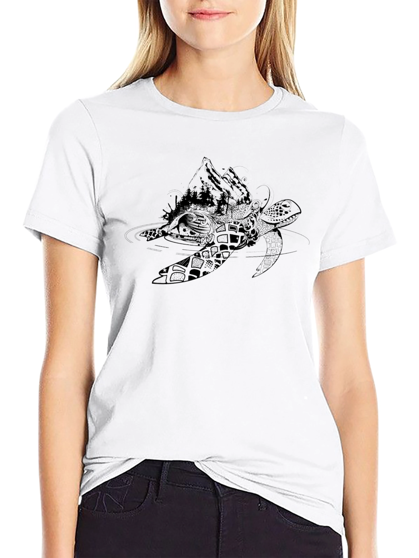 Black Turtle Graphic Tee - Nature Inspired Design