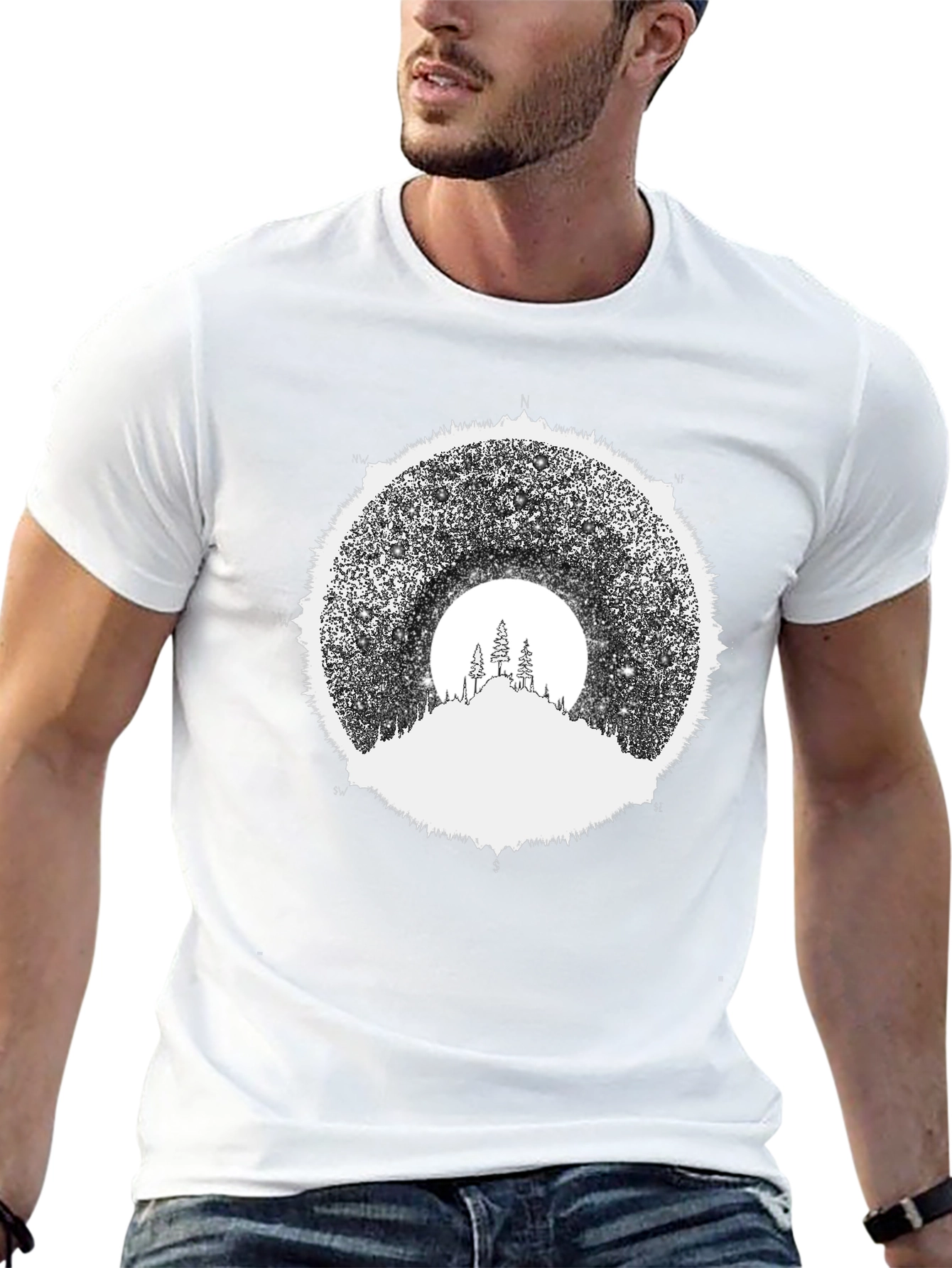Stargazer Mountain Tee - Black Graphic T-Shirt