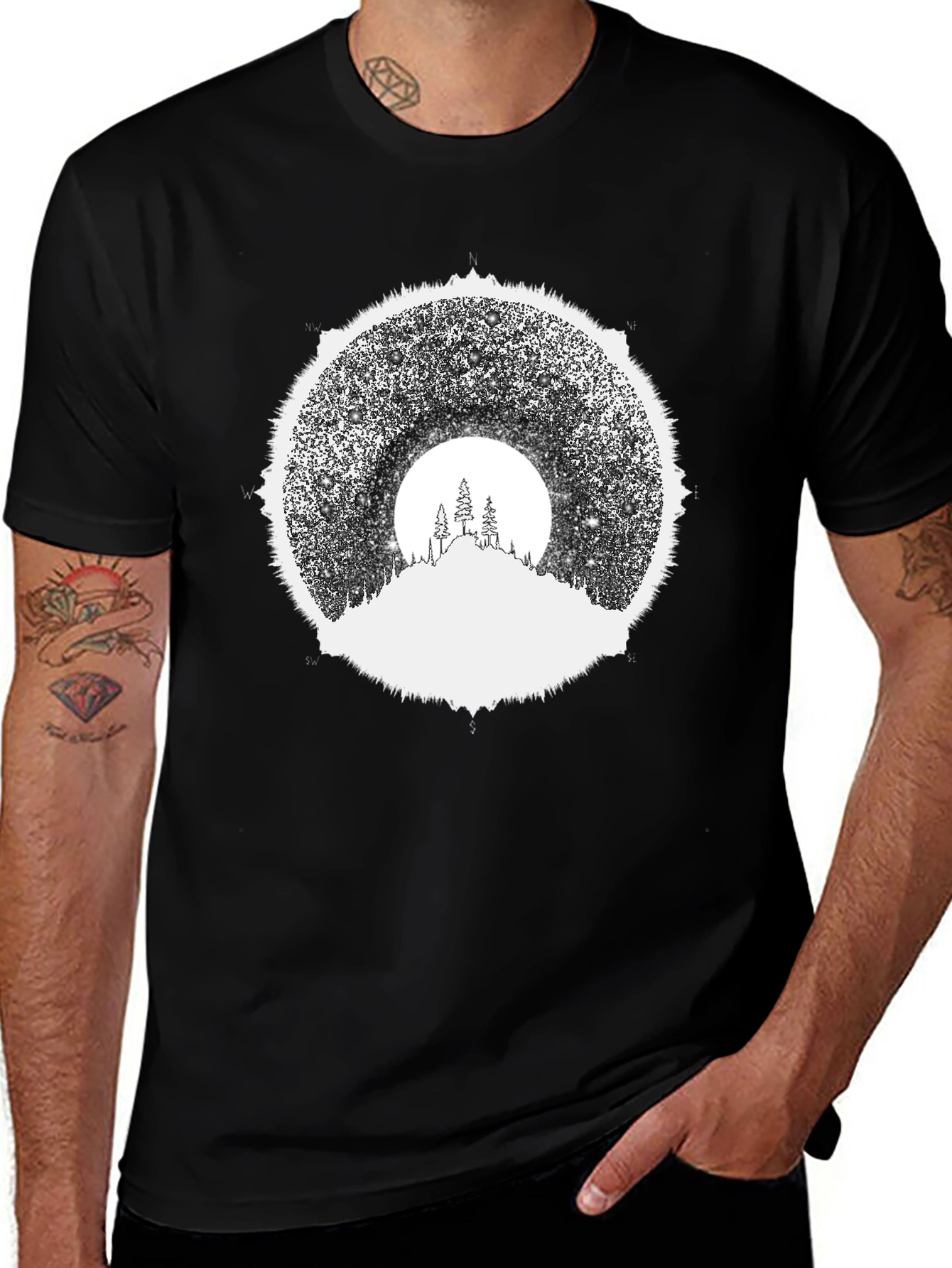 Stargazer Mountain Tee - Black Graphic T-Shirt