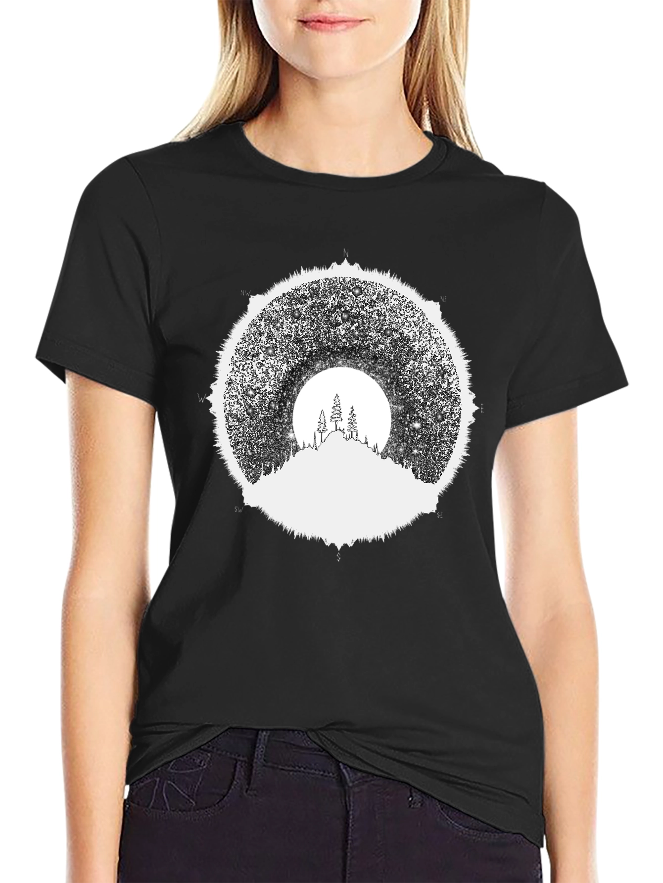 Stargazer Mountain Tee - Black Graphic T-Shirt