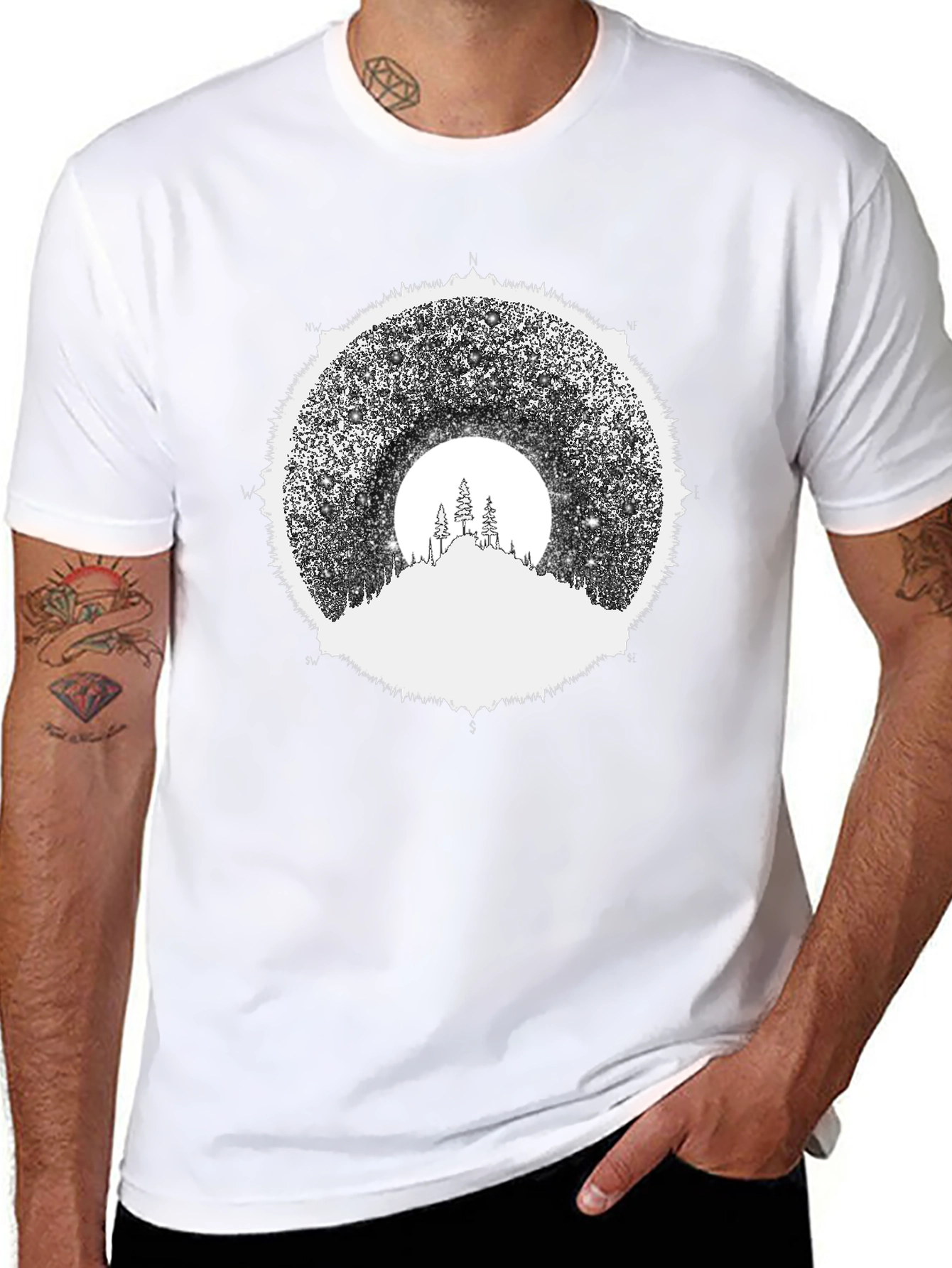 Stargazer Mountain Tee - Black Graphic T-Shirt