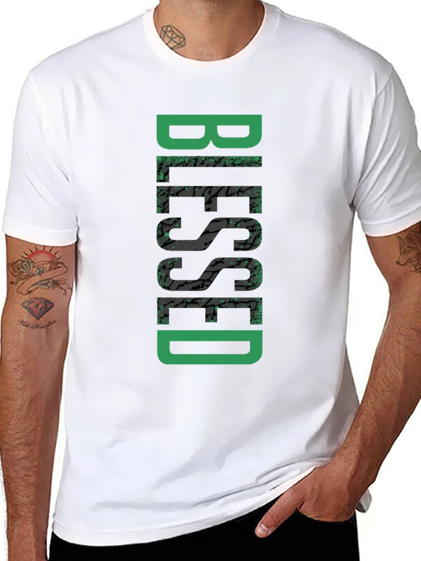 Blessed Graphic Tee - Black Cotton Casual Wear