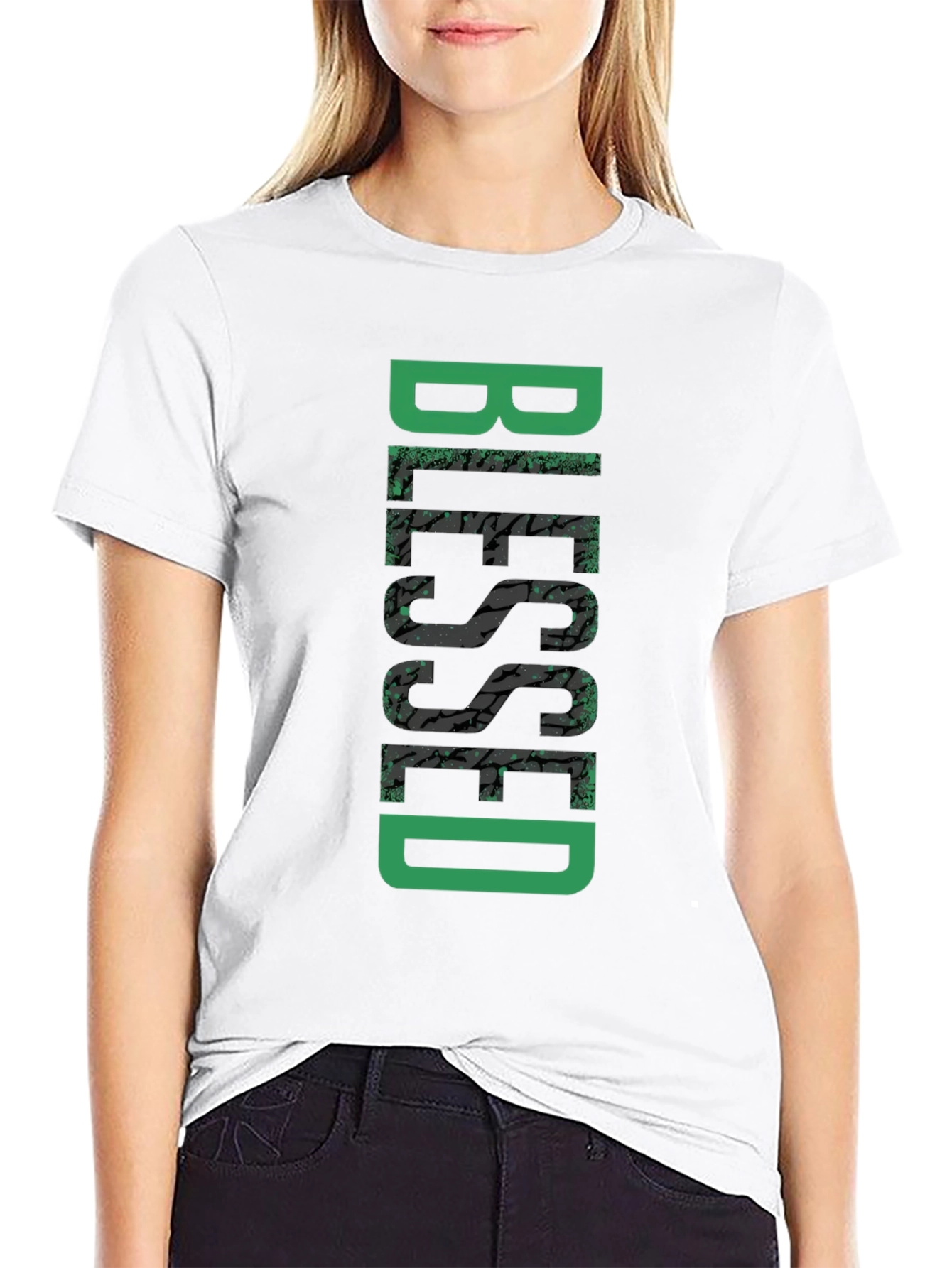 Blessed Graphic Tee - Black Cotton Casual Wear