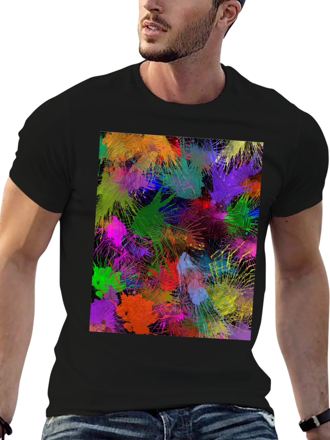 Abstract Art T-Shirt: Vibrant Splatter Design