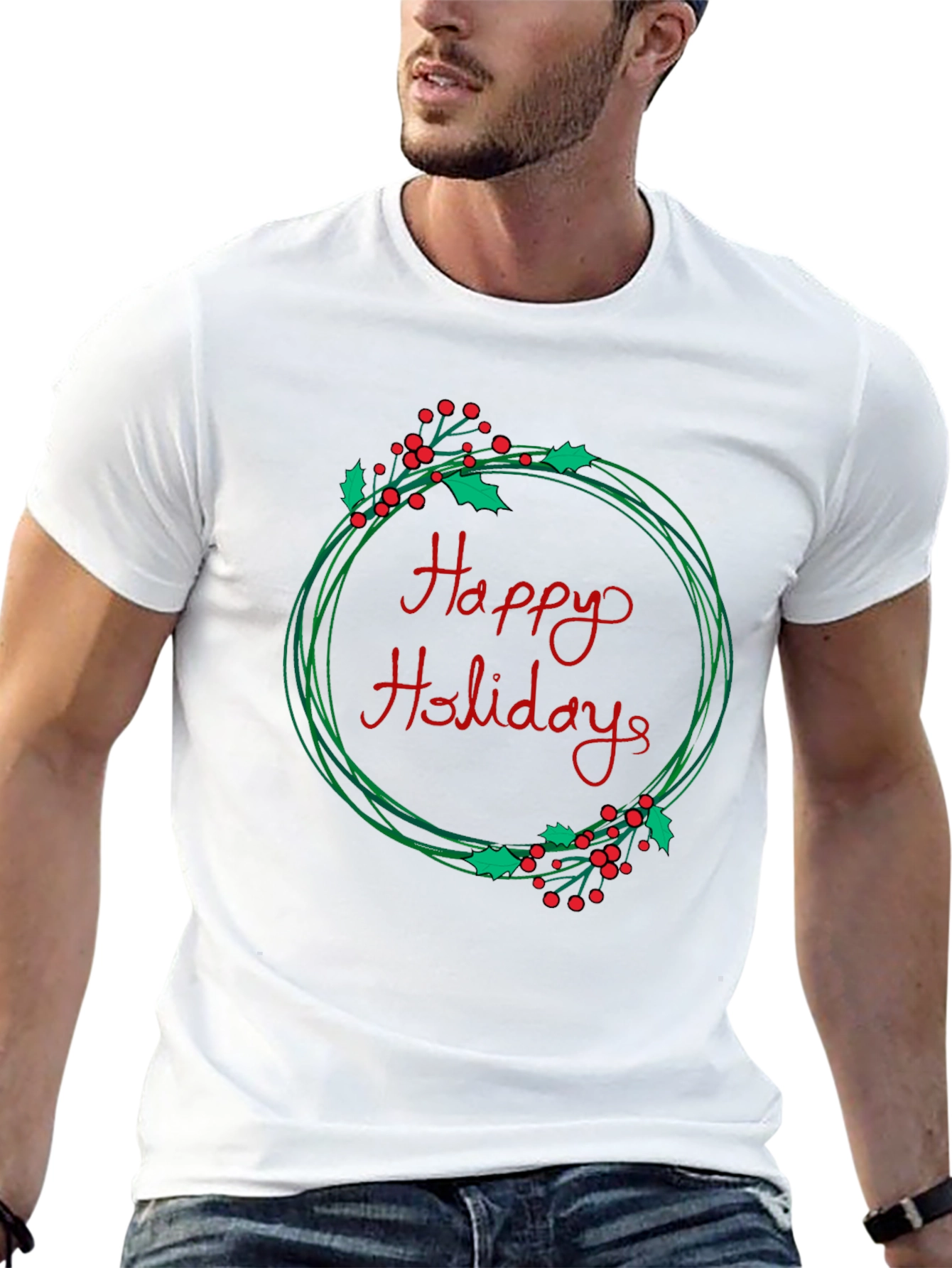 Happy Holidays Wreath Graphic Tee