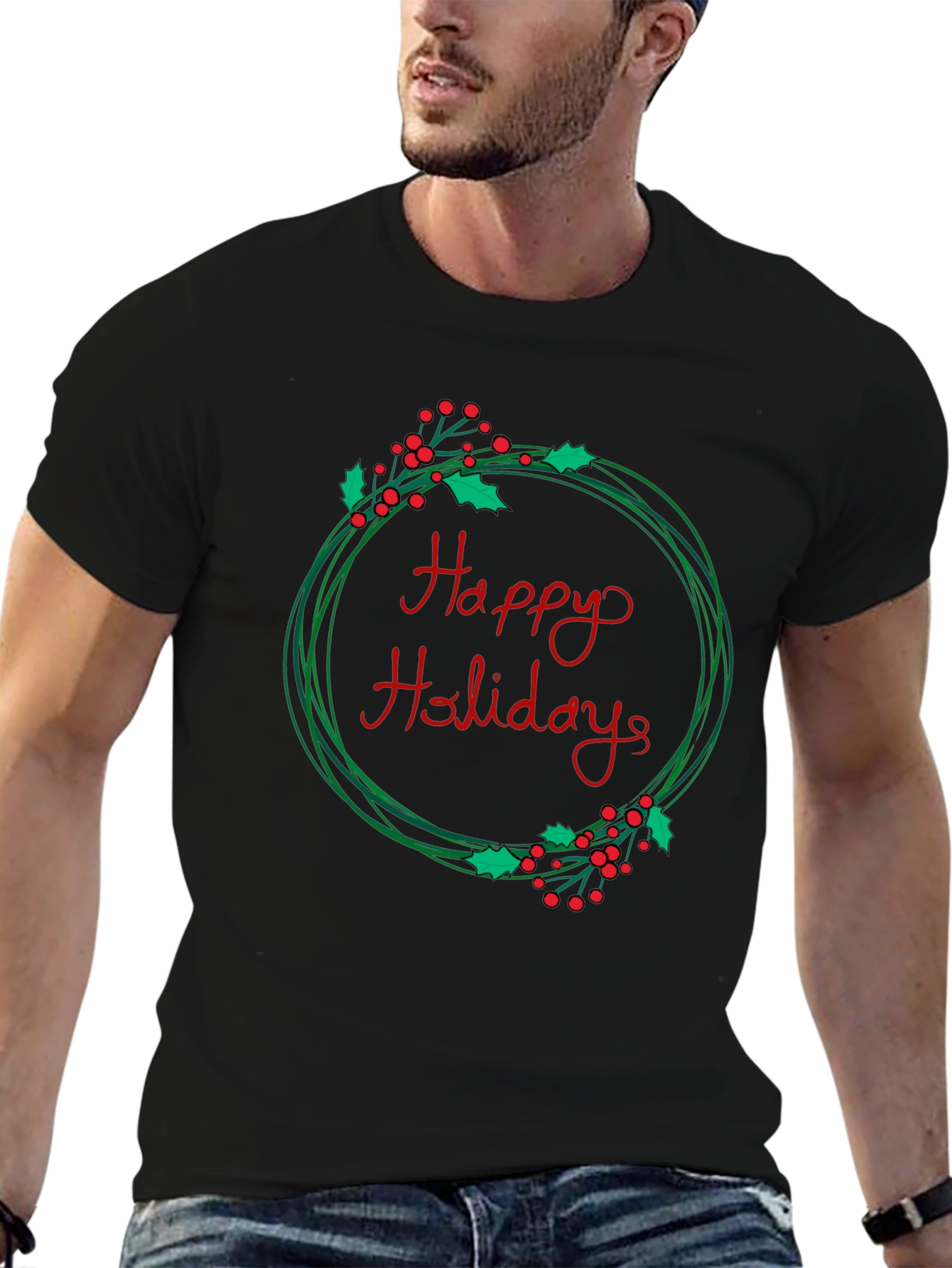Happy Holidays Wreath Graphic Tee