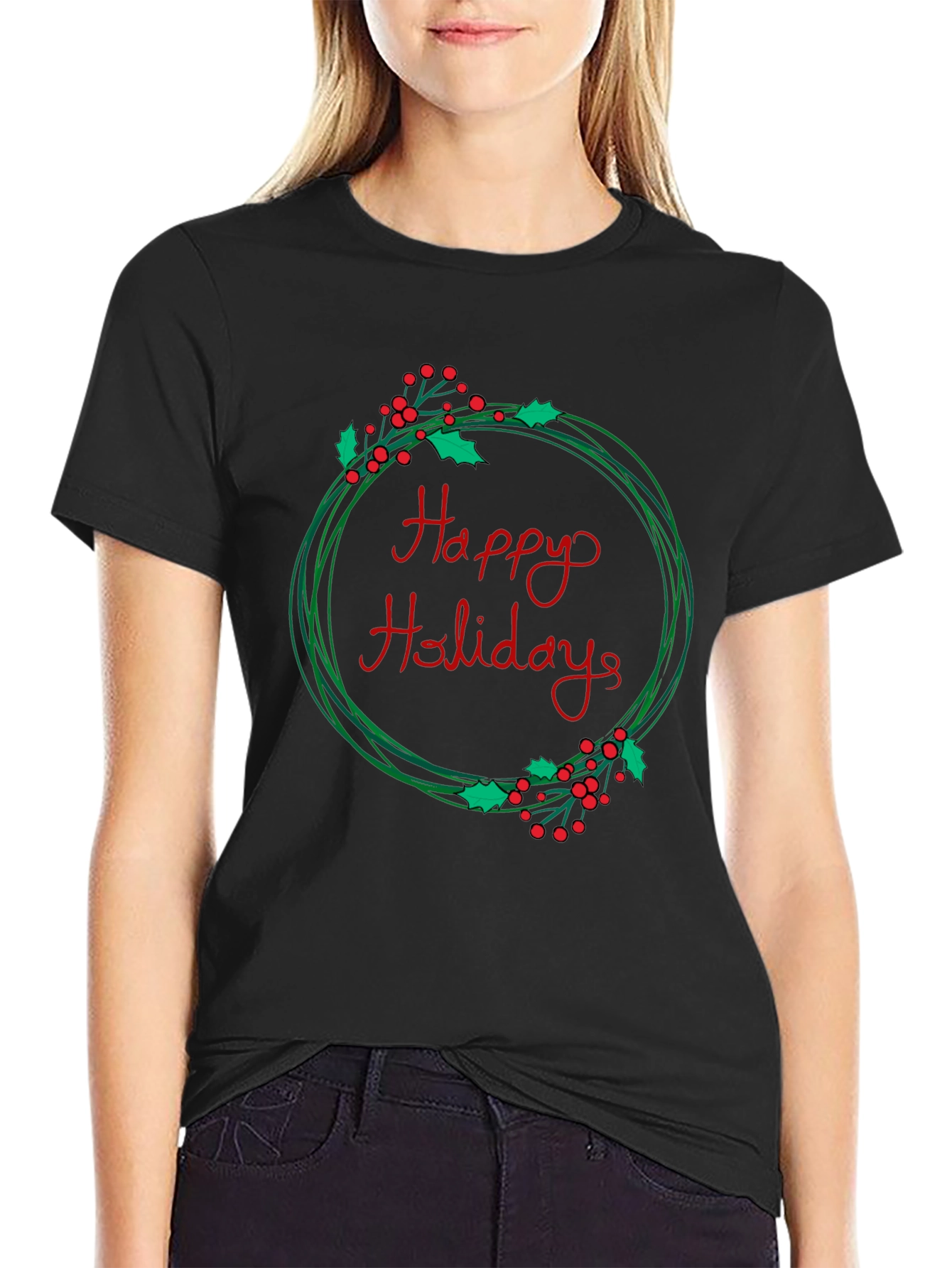 Happy Holidays Wreath Graphic Tee
