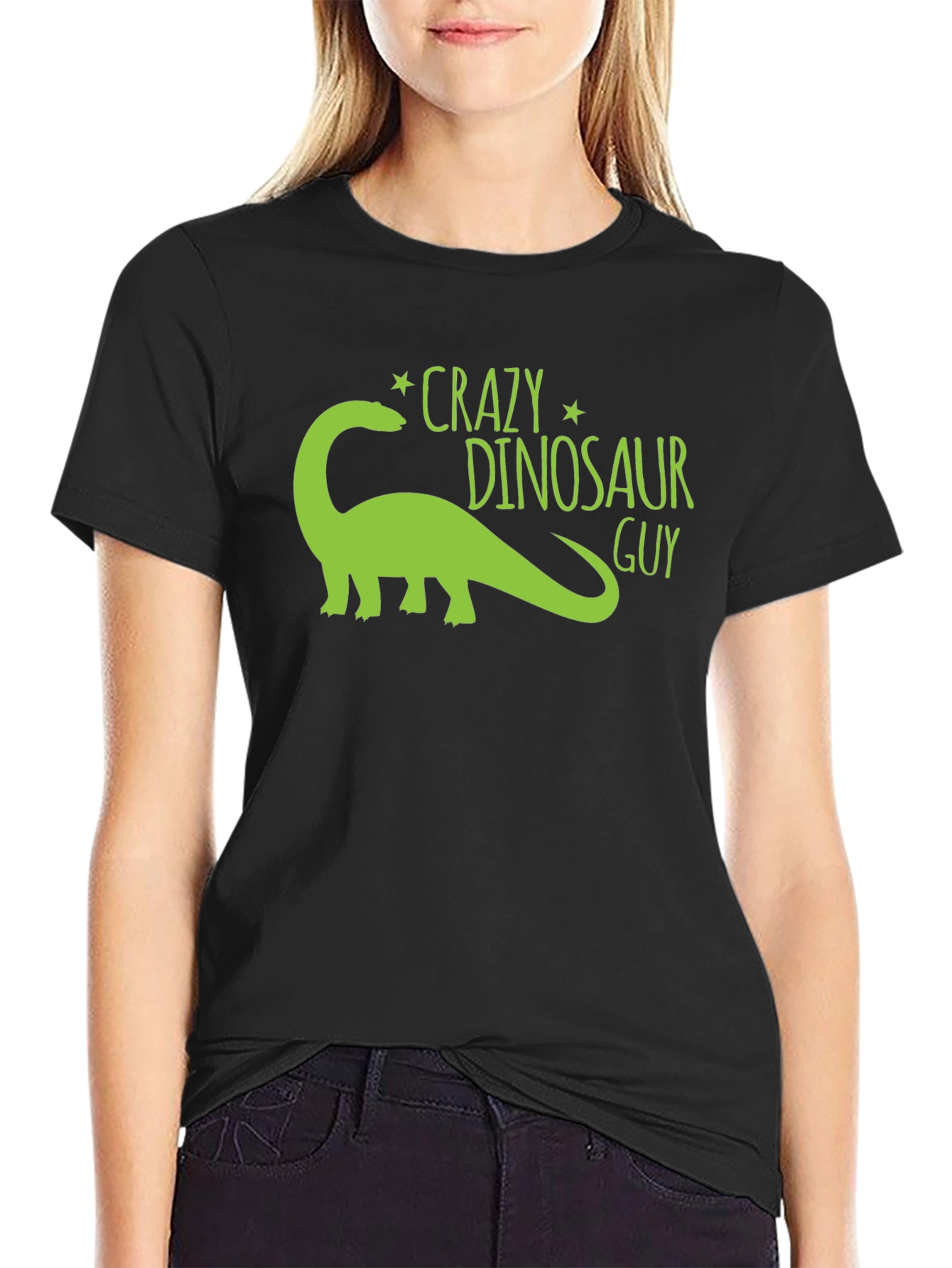 Crazy Dinosaur Guy Black Graphic Tee