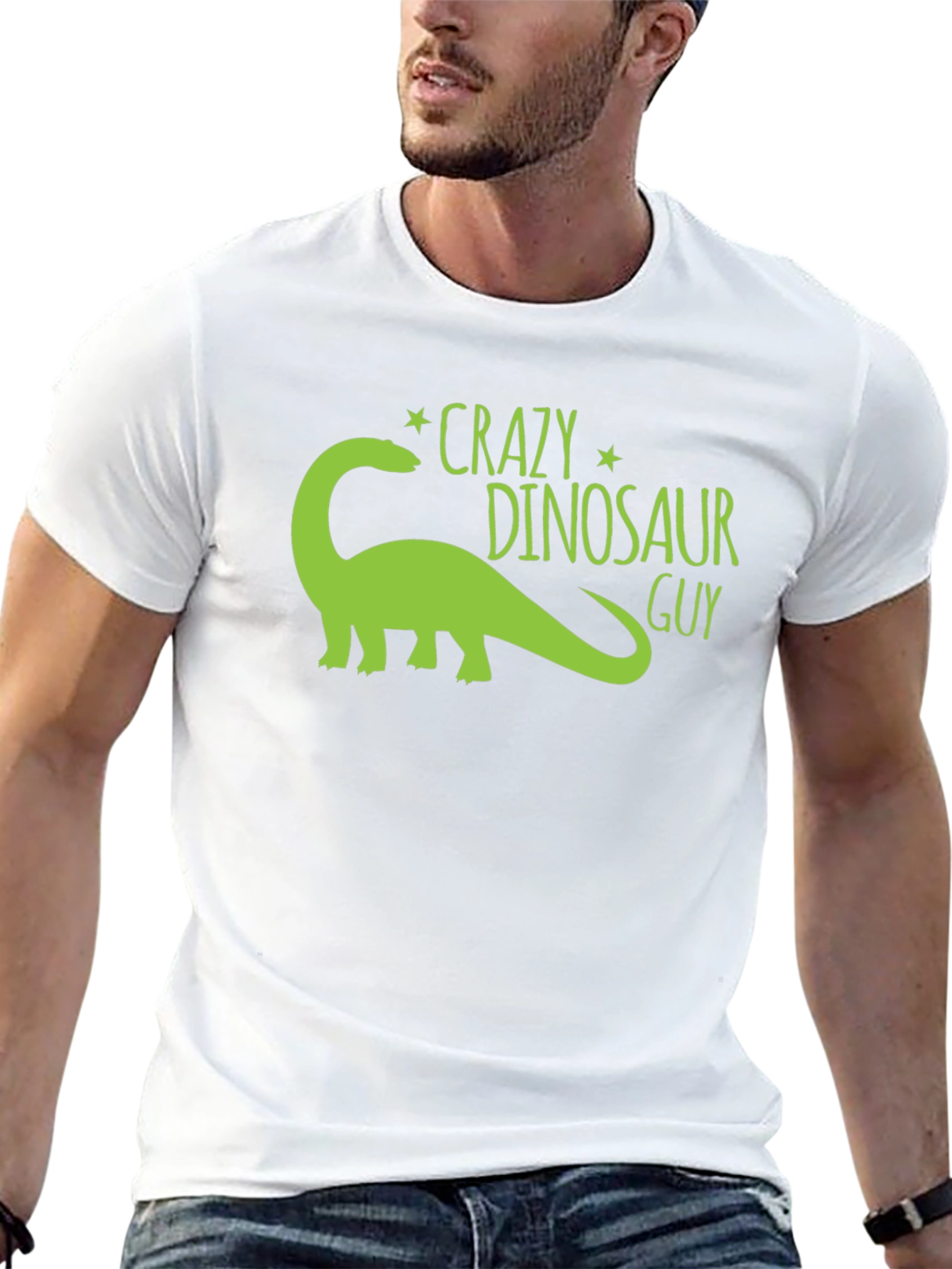 Crazy Dinosaur Guy Black Graphic Tee