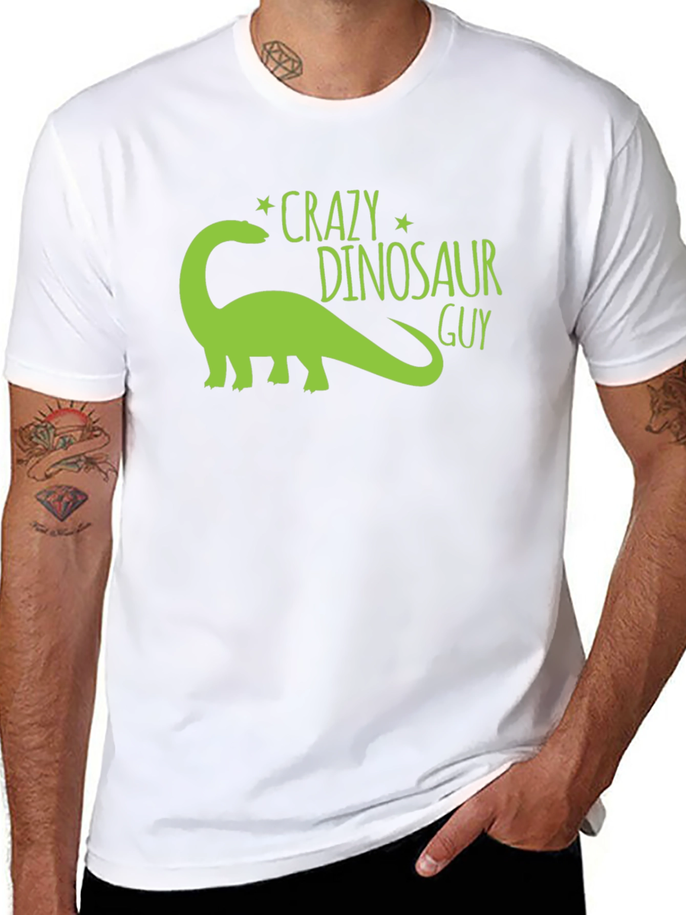 Crazy Dinosaur Guy Black Graphic Tee