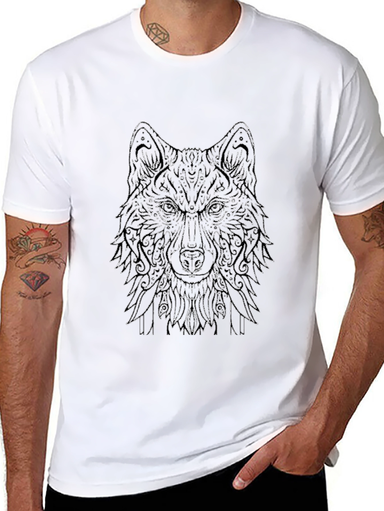 Wolf Graphic Black T-Shirt - Stylish Mens Tee