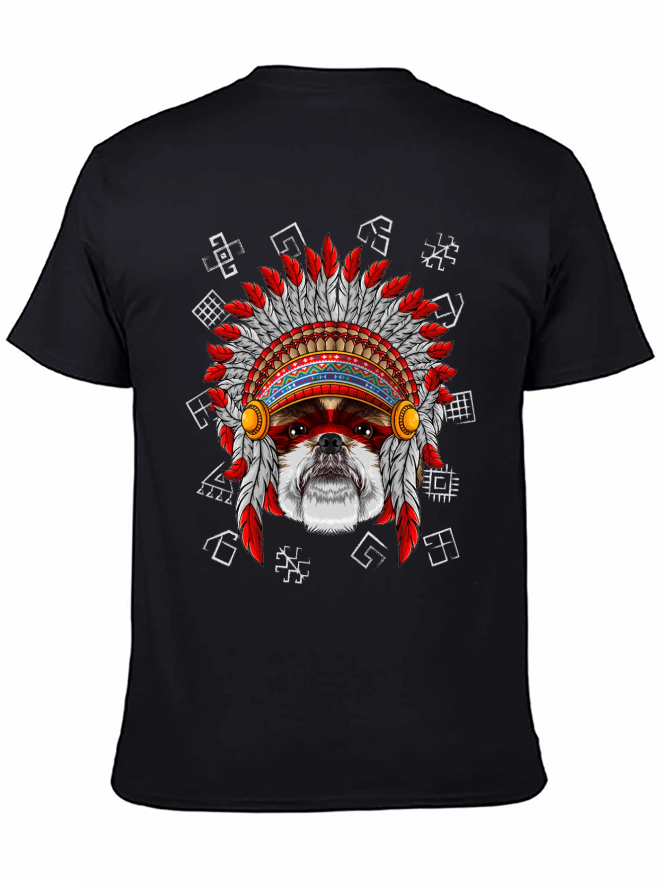 Dog in Headdress Graphic Tee - Unique Design