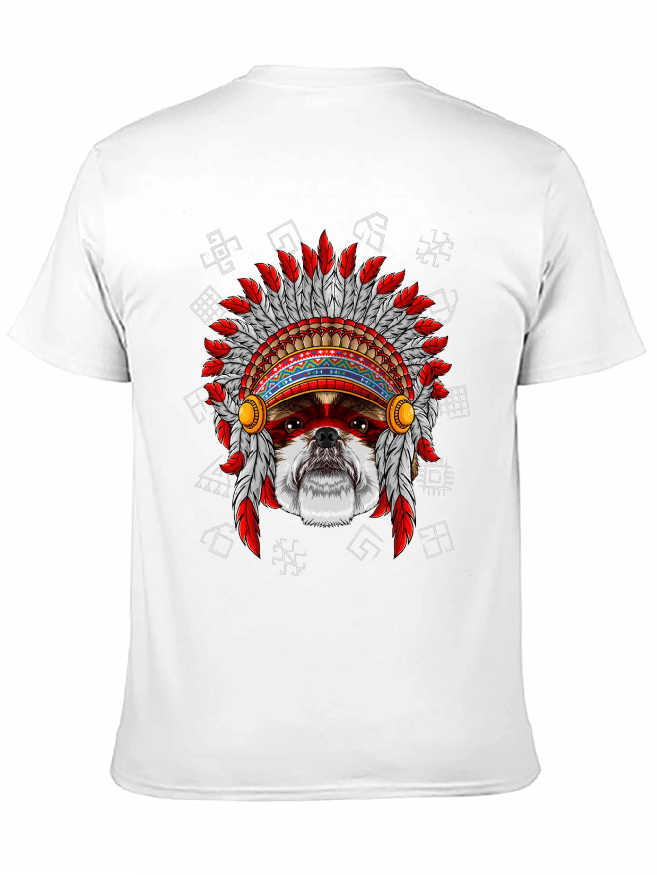 Dog in Headdress Graphic Tee - Unique Design