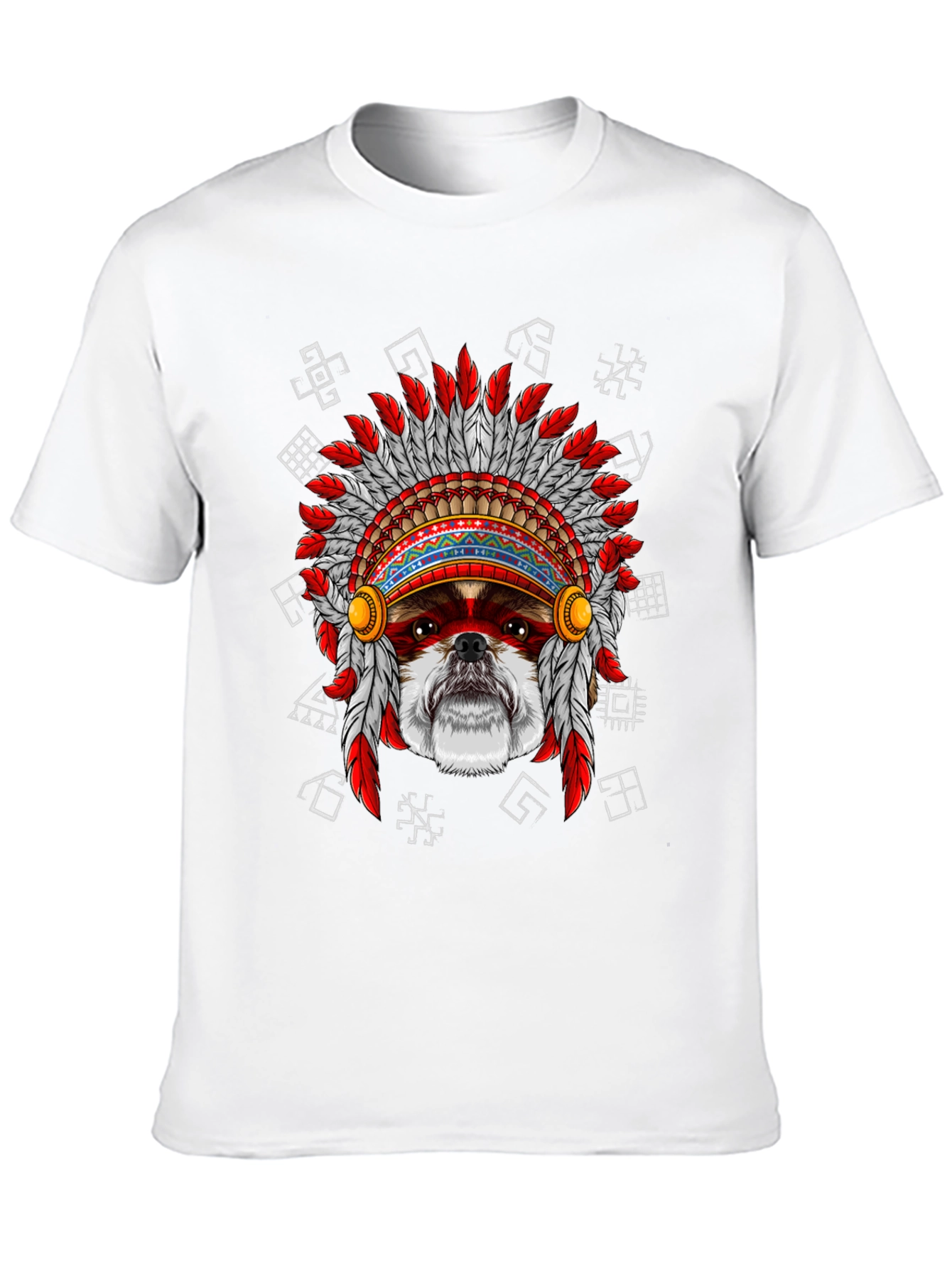 Dog in Headdress Graphic Tee - Unique Design
