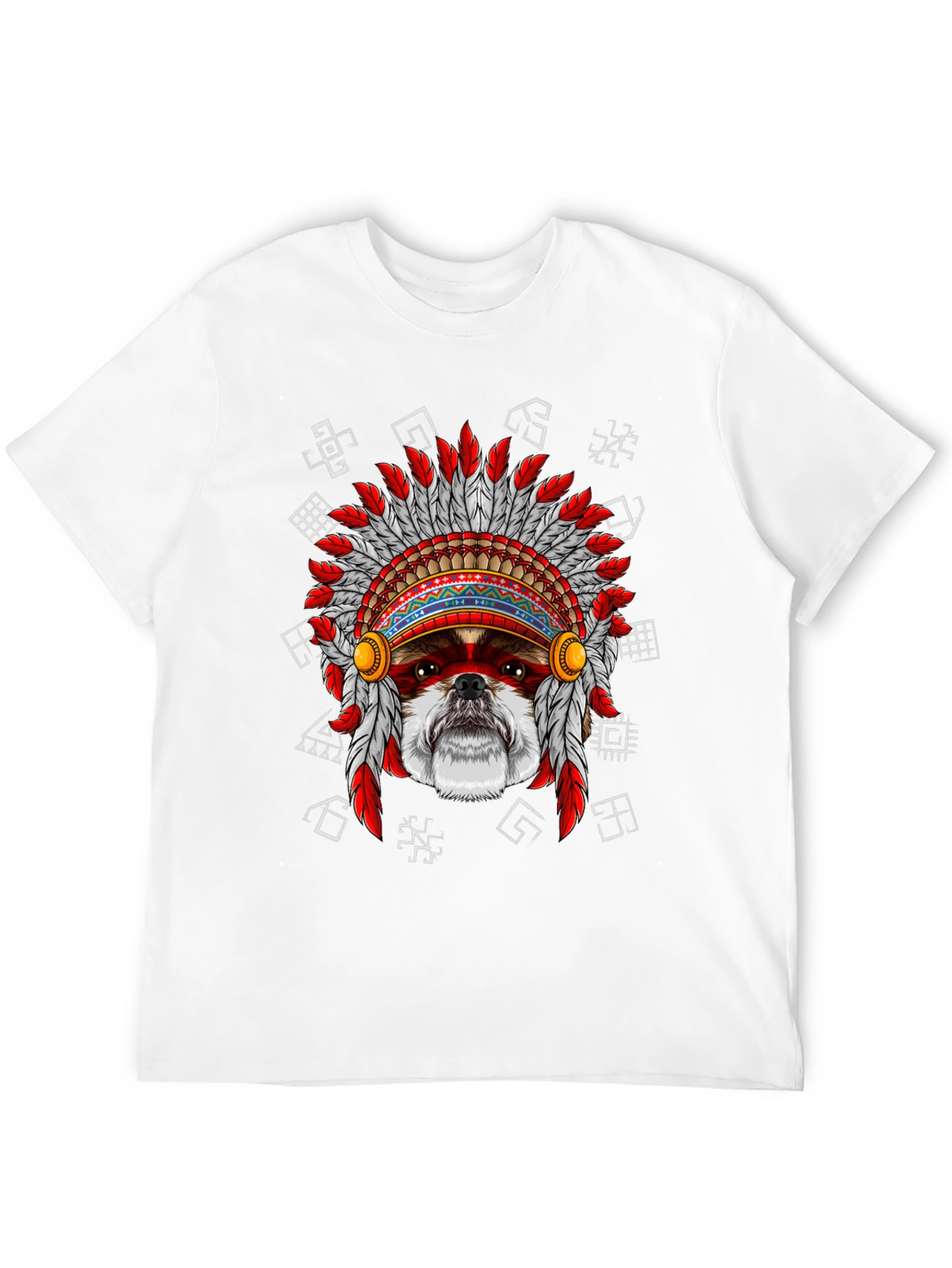 Dog in Headdress Graphic Tee - Unique Design