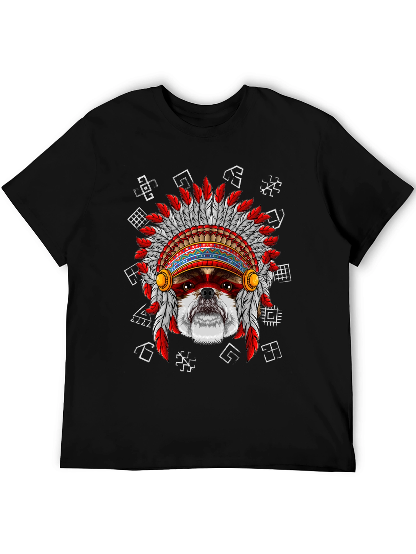 Dog in Headdress Graphic Tee - Unique Design