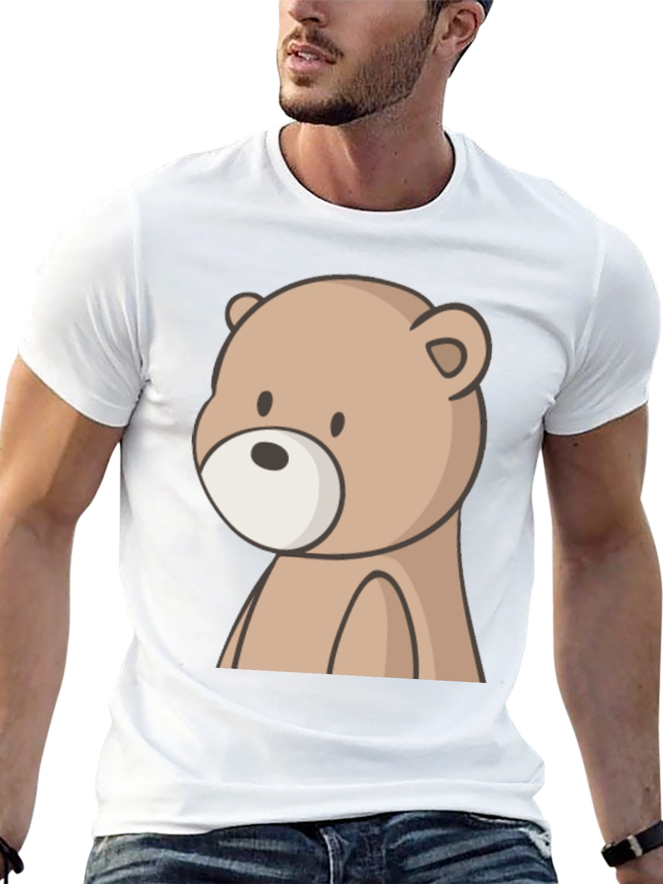 Cute Bear Graphic Black T-Shirt