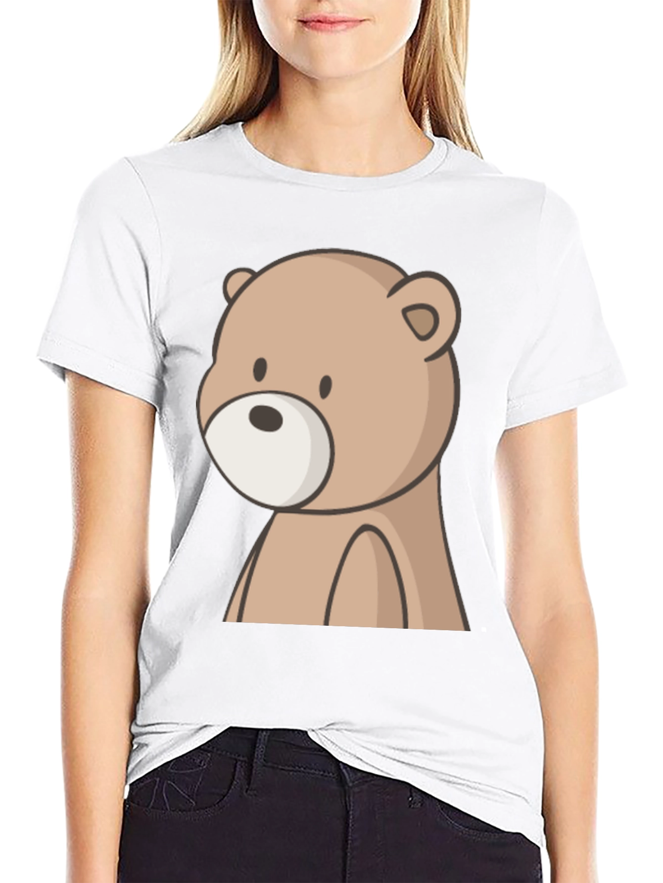 Cute Bear Graphic Black T-Shirt