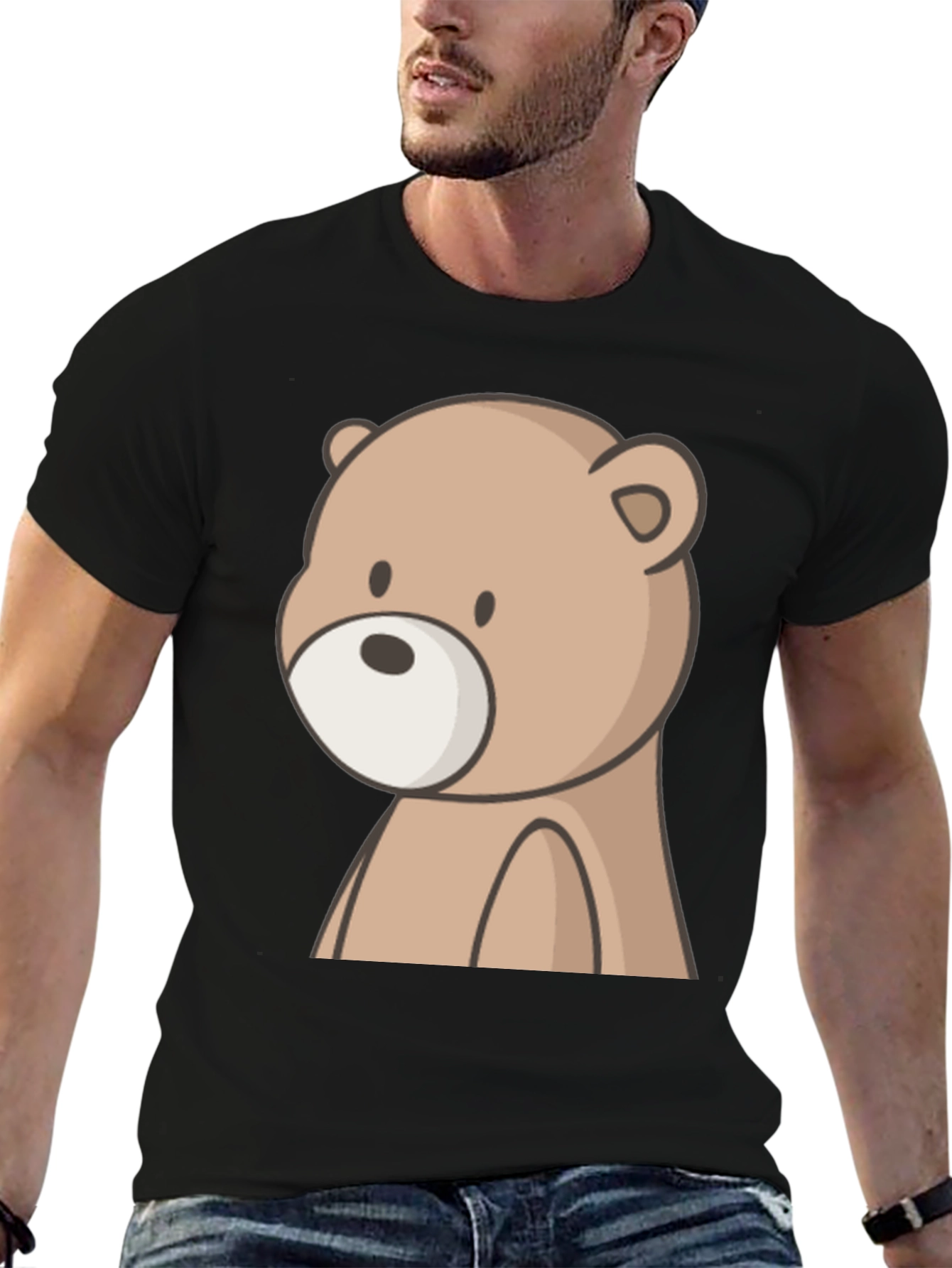 Cute Bear Graphic Black T-Shirt