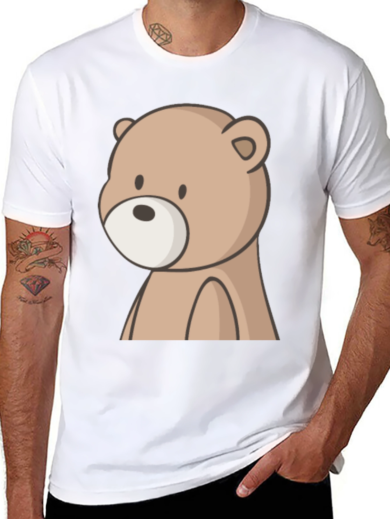 Cute Bear Graphic Black T-Shirt