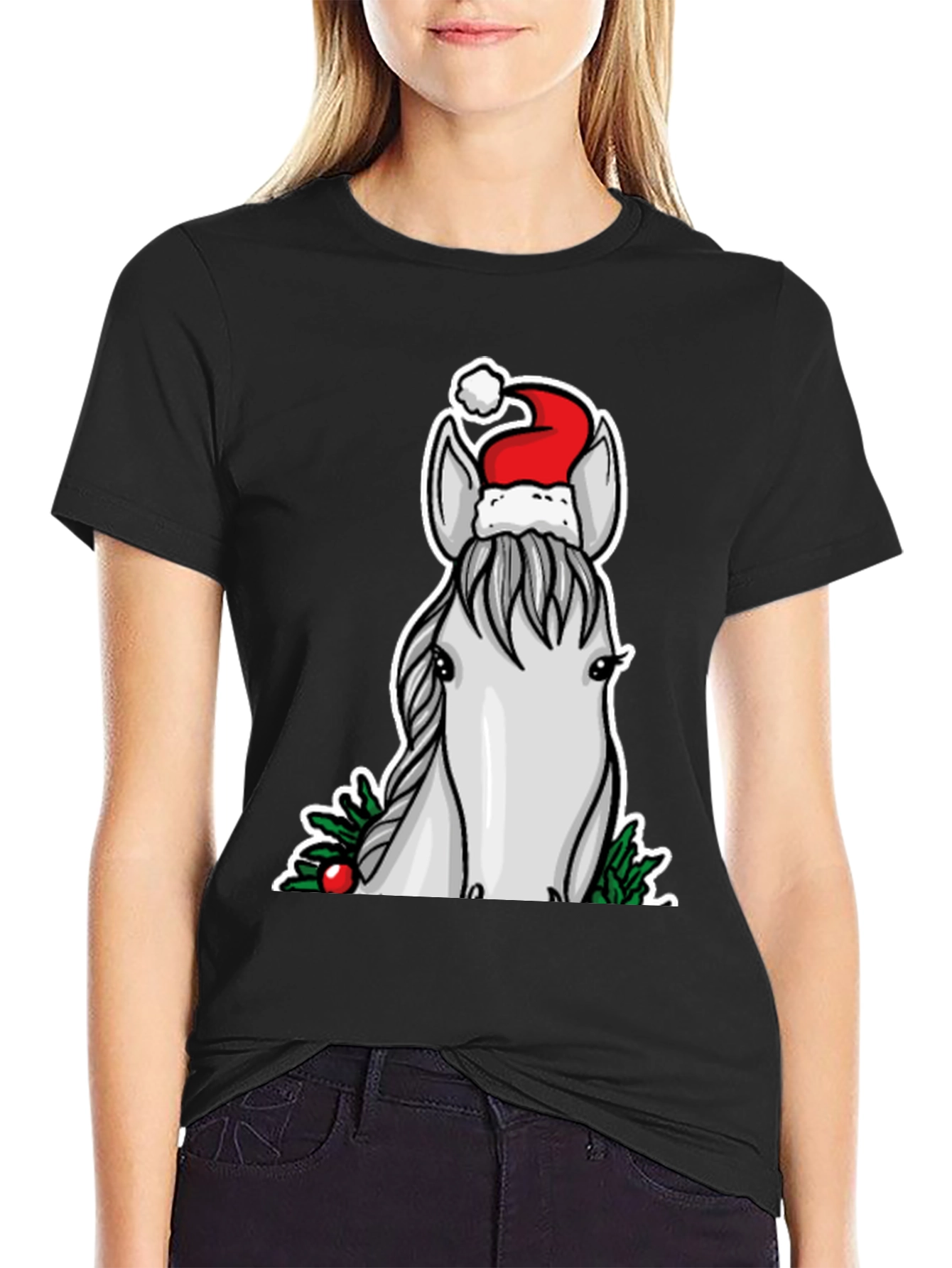 Festive Horse Graphic Tee - Holiday Cheer