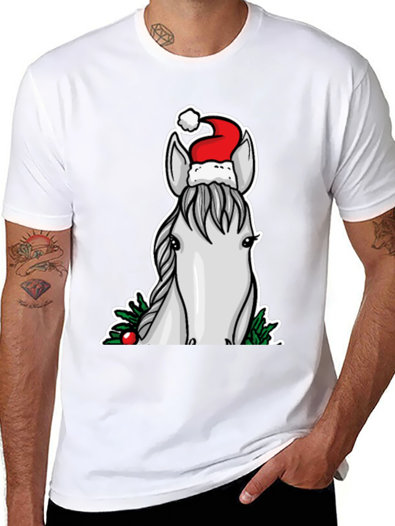 Festive Horse Graphic Tee - Holiday Cheer
