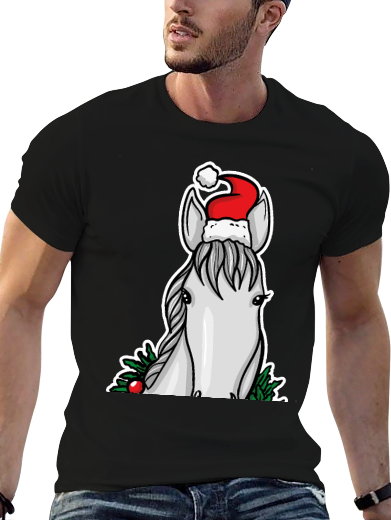 Festive Horse Graphic Tee - Holiday Cheer