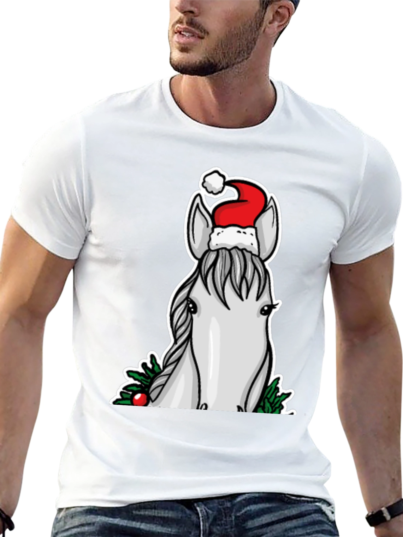 Festive Horse Graphic Tee - Holiday Cheer