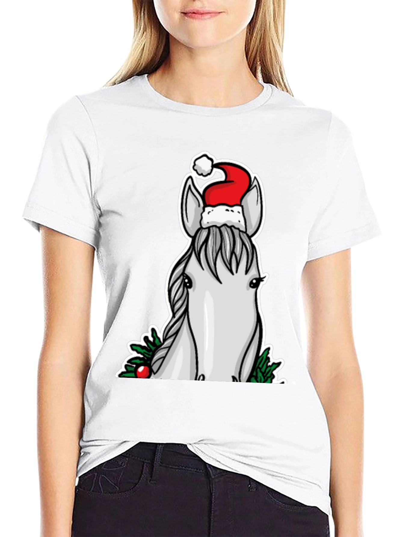 Festive Horse Graphic Tee - Holiday Cheer