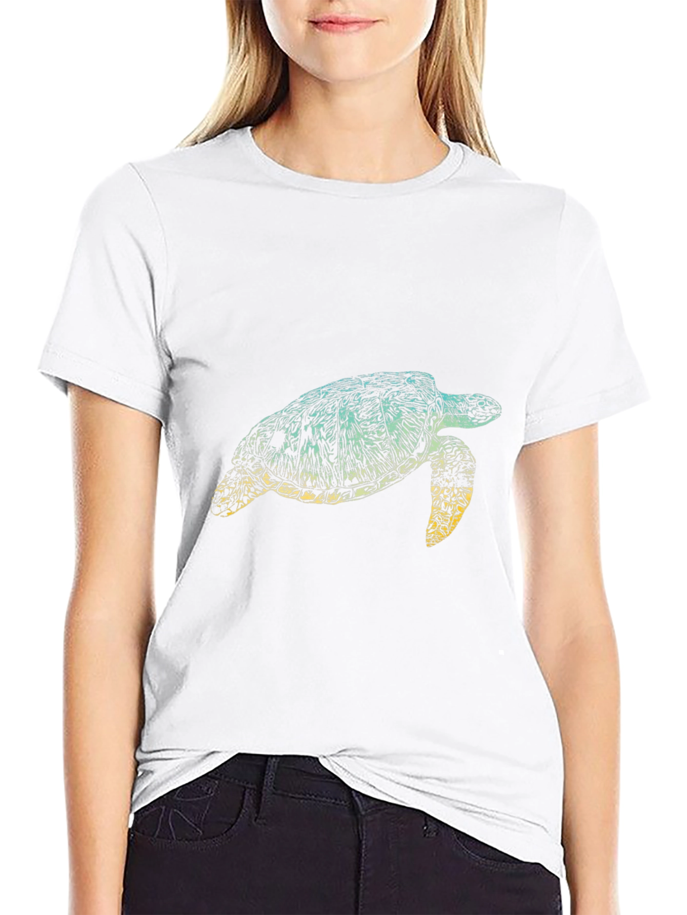Turtle Graphic Tee - Black Cotton T-Shirt