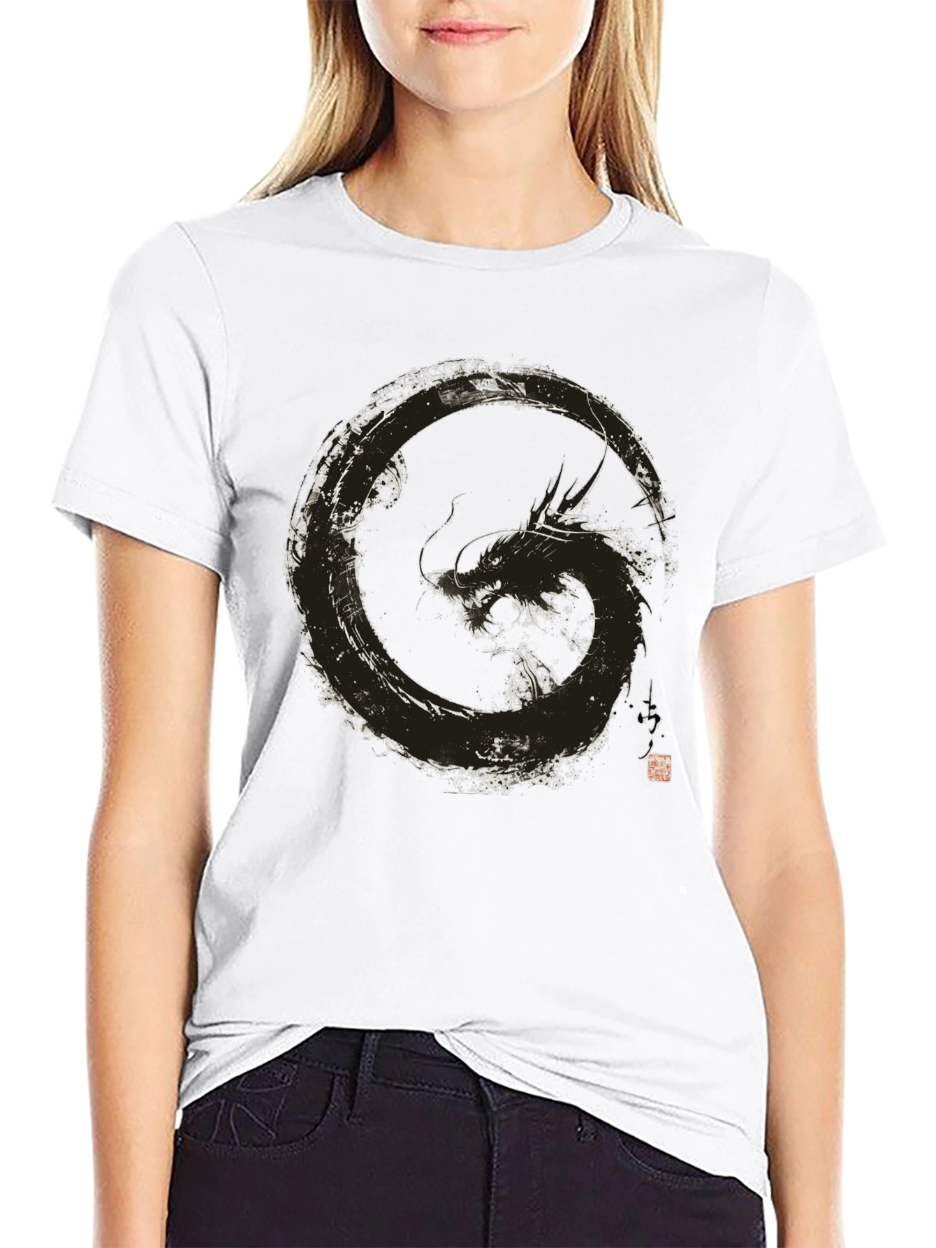 Dragon Circle Graphic Black T-Shirt