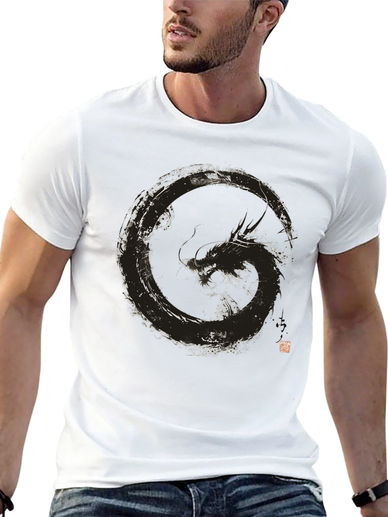 Dragon Circle Graphic Black T-Shirt