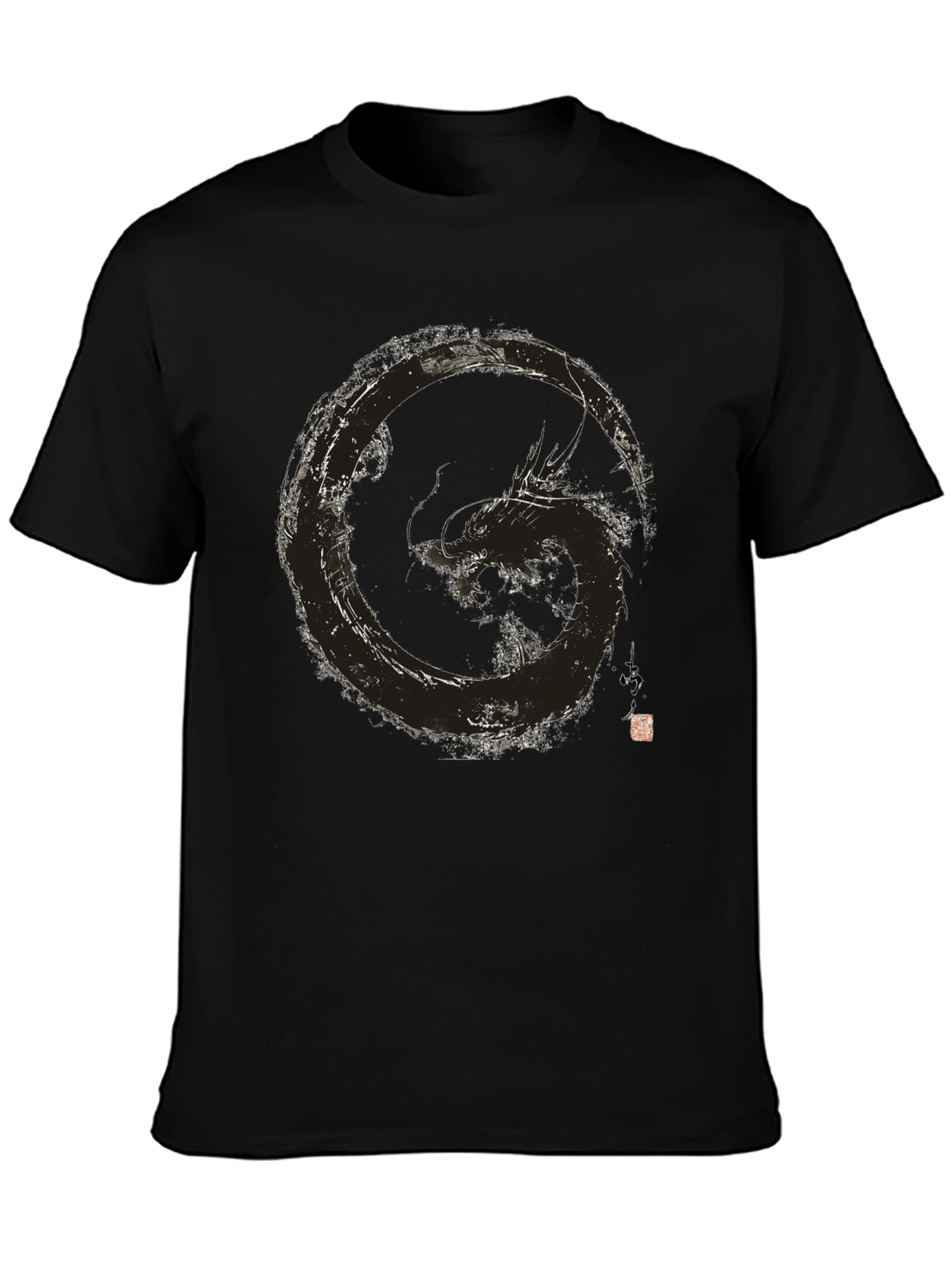 Dragon Circle Graphic Black T-Shirt