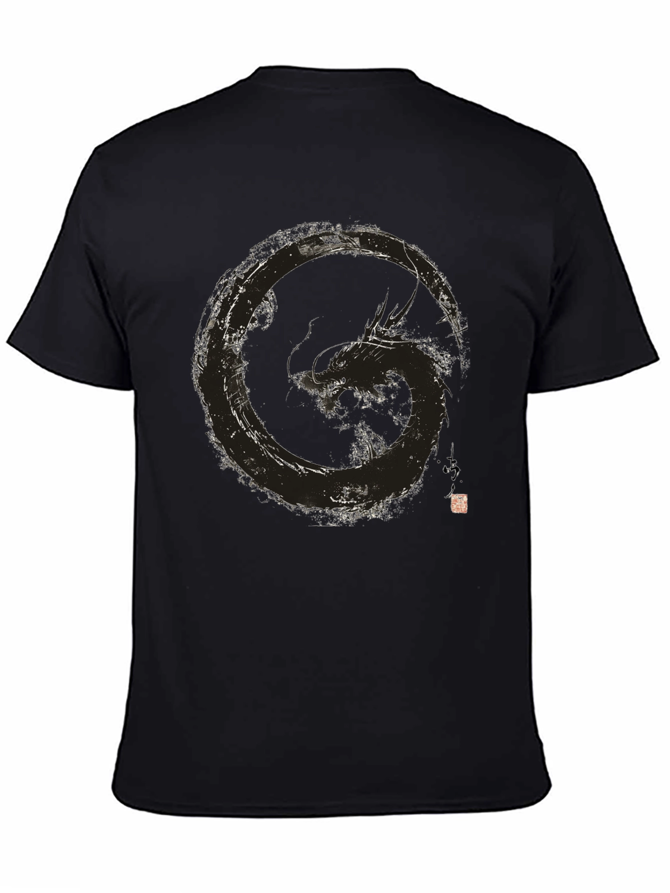 Dragon Circle Graphic Black T-Shirt